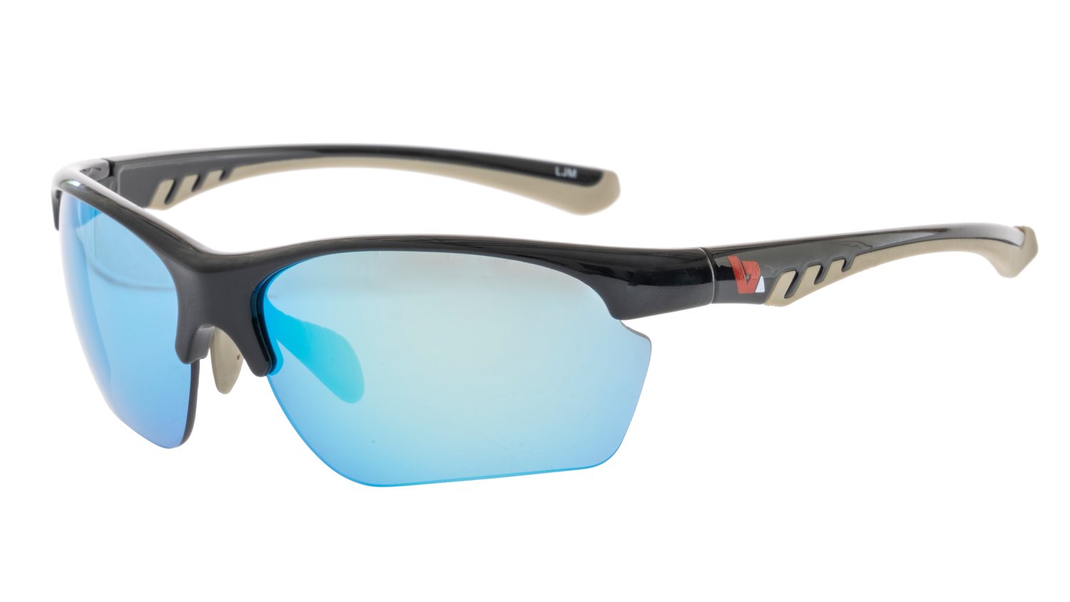 Gloss Black Grey-Blue Mirror Lens