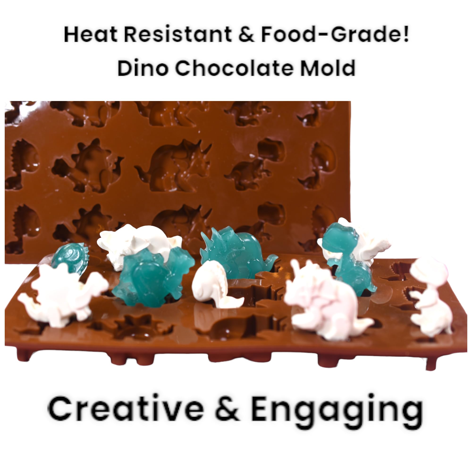 Dinosaur Silicone Mold Baking Tray - Non-Stick Food Grade Dino & T-Rex Shaped Chocolate Candy Mold for Kids DIY Treats, Ice Pops, Cupcakes | Freezer, Oven & Dishwasher Safe BPA-Free | Perfect for Birthday Parties, Classroom Activities & Holiday Baking