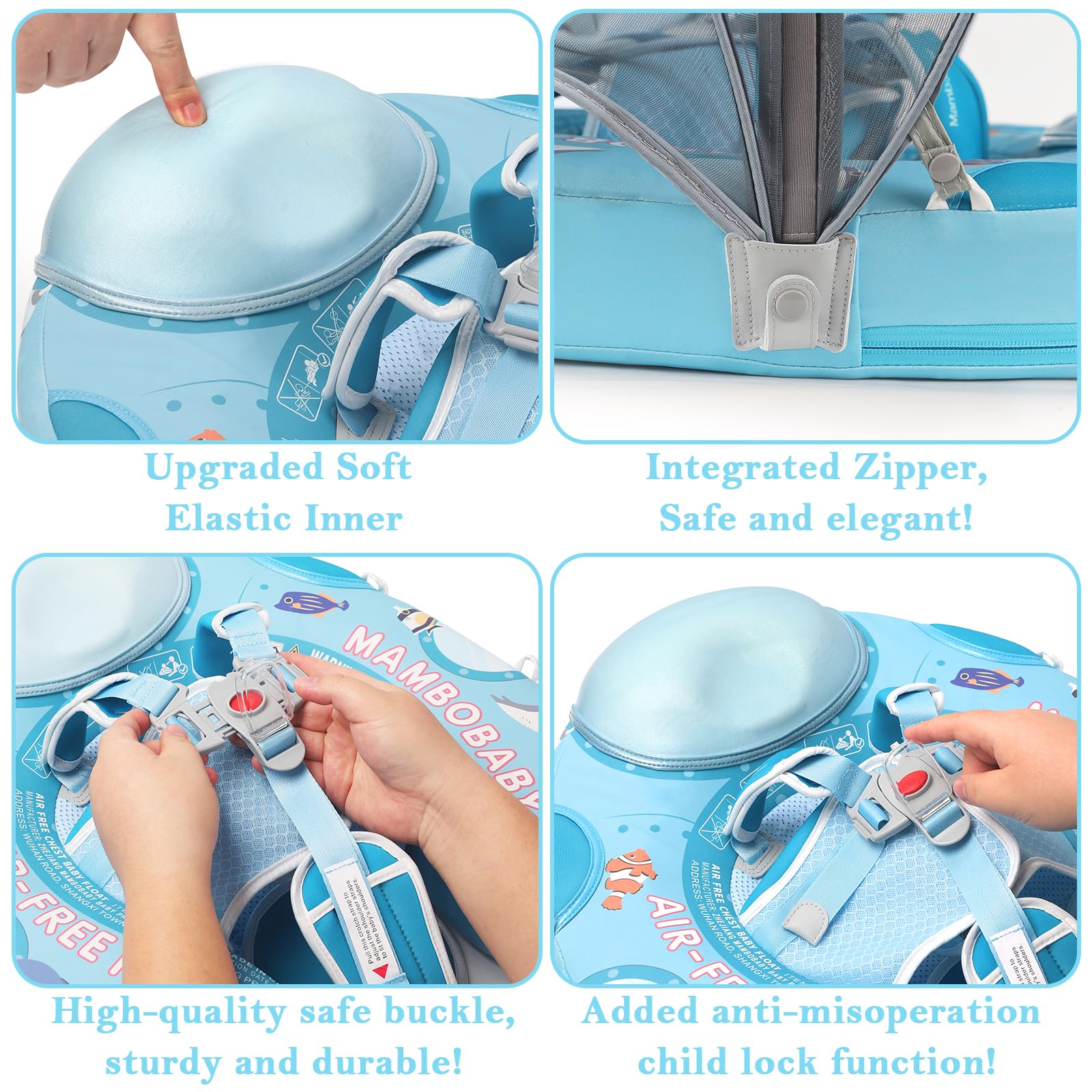 **2025 New Mambobaby Baby Float with Canopy – Non-Inflatable Infant Pool Float for 3-24 Months – Skin-Friendly Toddler Swim Ring for Boys & Girls – Submarine Style – Perfect for Beach, Pool & Summer Water Play**