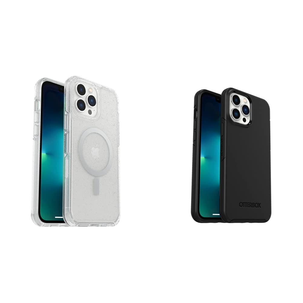 OtterBox Symmetry Series+ Clear Antimicrobial Case with MagSafe for iPhone 12/13 Pro Max - Stardust & Black | Slim Protective Phone Cover with Anti-Microbial Protection | Perfect for Everyday Use, Work & Travel