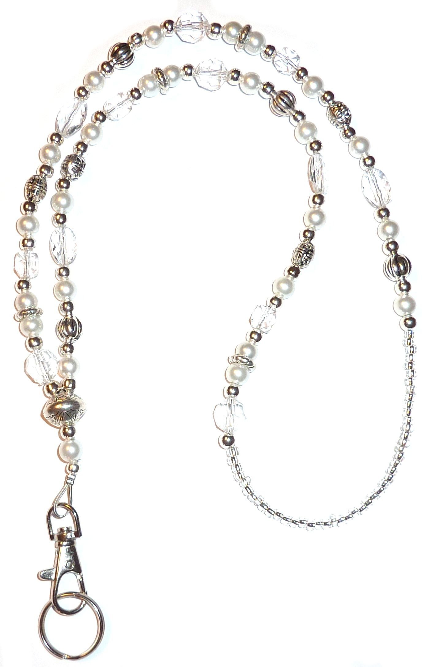 Premium Women's Pearl Lanyard - Durable Beaded ID Badge Holder for Teachers, Nurses & Cruise Staff - Made in USA - Keychain & Phone Holder for Work & Travel