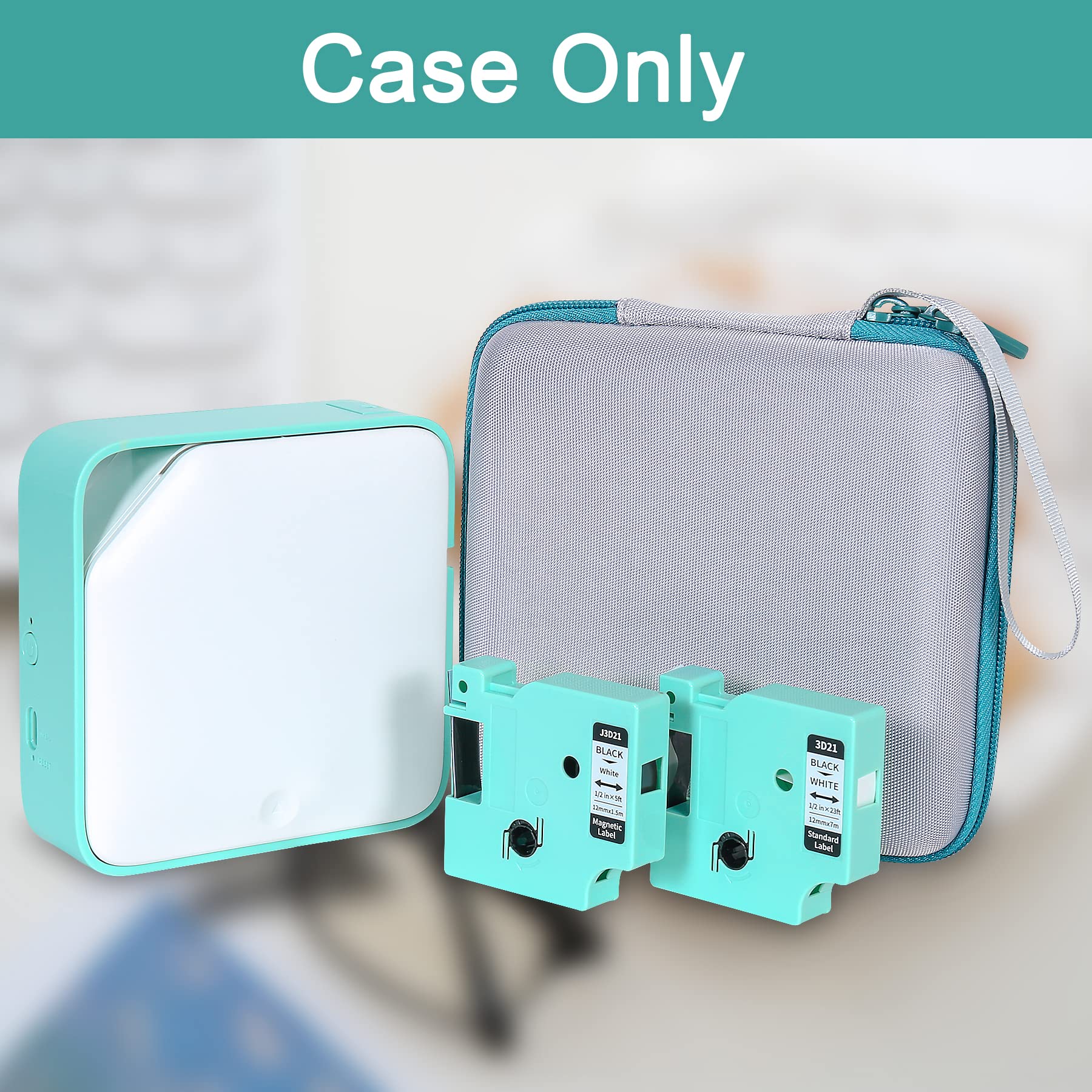 Aenllosi Hard Carrying Case for Vixic D1600 Rechargeable Label Printer - Durable Protective Cover (Green) | Perfect for Office, Warehouse & Retail Labeling Organization
