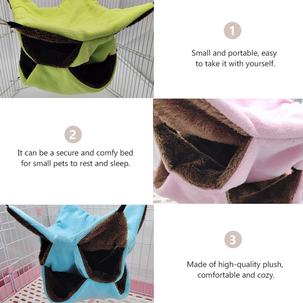 Balacoo 3-Piece Hamster Bed Set - Hanging Hammock, Nest & Swing for Small Animals (Blue Green) | Cozy Sleeping House for Hamsters, Chinchillas & Dwarf Rabbits | Perfect for Cages, Playpens & Pet Travel