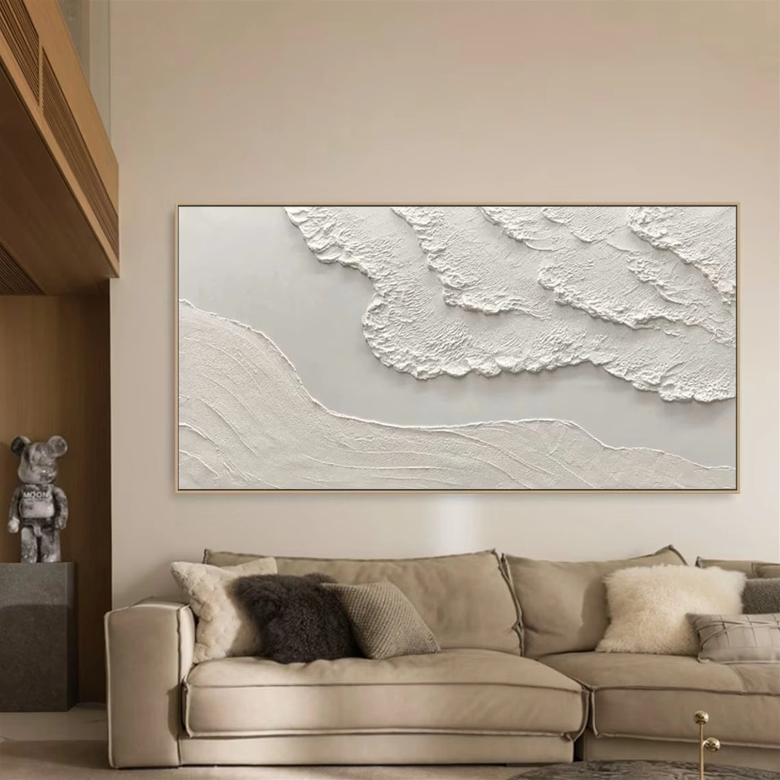 Minimalist Beige Textured Wall Art - Modern Abstract Canvas Painting for Living Room, Bedroom & Office Decor #MM103