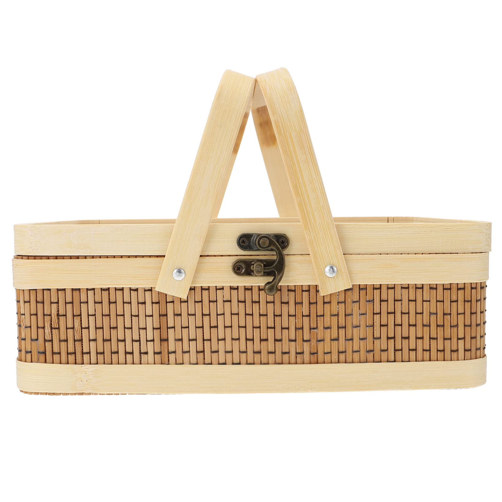 Luxshiny Natural Woven Picnic Basket with Lid - Easter Basket Organizer for Plastic Eggs & Candy, Blanket Storage, Bath & Kids Toys - Perfect for Outdoor Picnics, Easter Celebrations & Home Organization