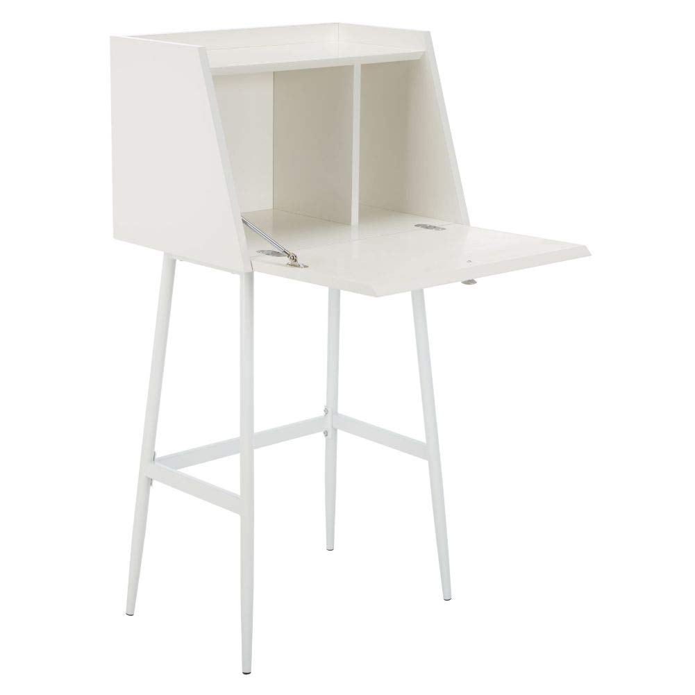 Safavieh Xander Modern White Storage Secretary Desk - Home Office Writing Desk with Drawers & Shelves for Small Spaces, Study & Workspaces