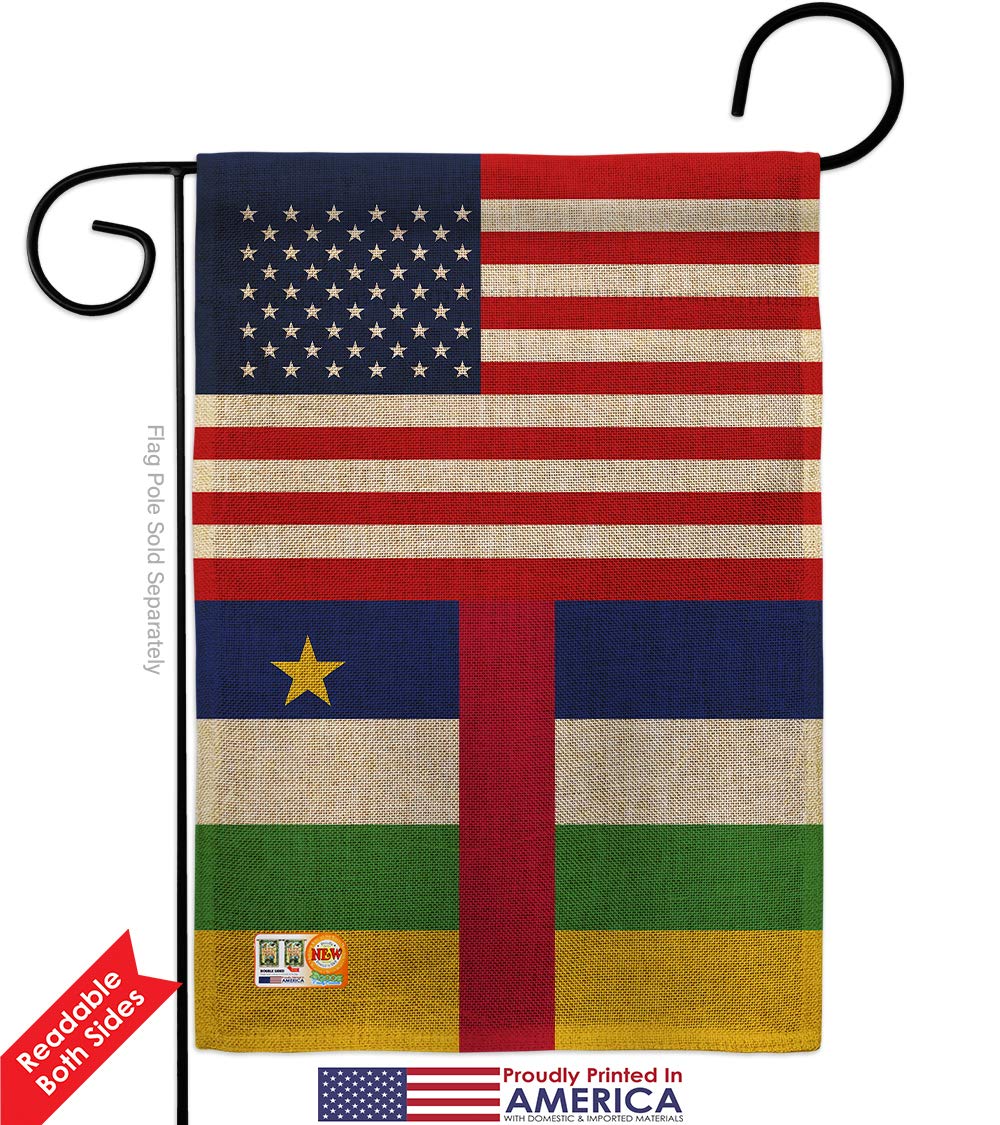 Central African Rep. US Friendship Burlap Garden Flag - Double-Sided 13x18.5in - Perfect for Yard & House Decor