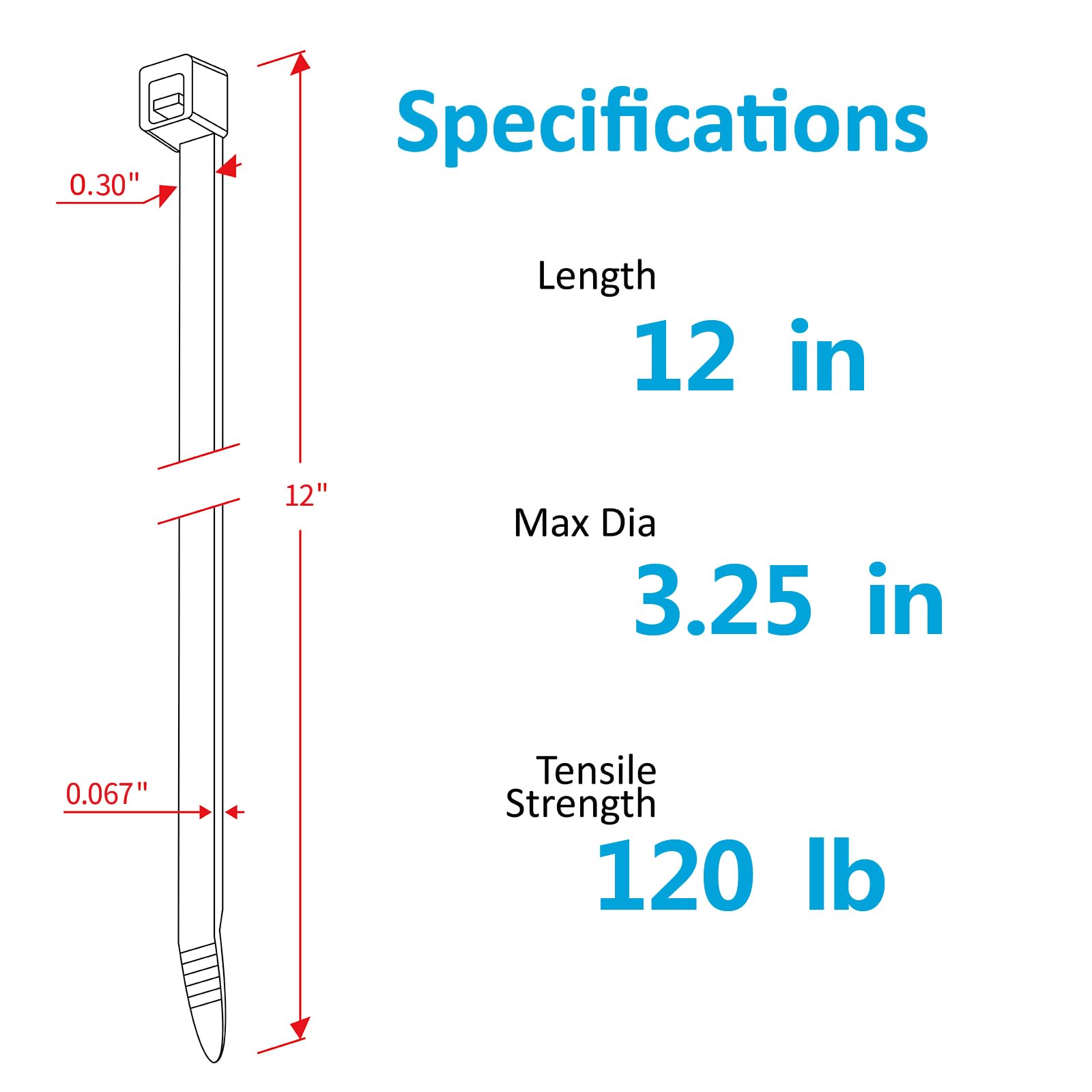 Heavy Duty 12-Inch Zip Ties - 120 lbs Tensile Strength, Black Cable Ties (500 Pack) by Karoka - Perfect for Home Organization, DIY Projects & Industrial Use