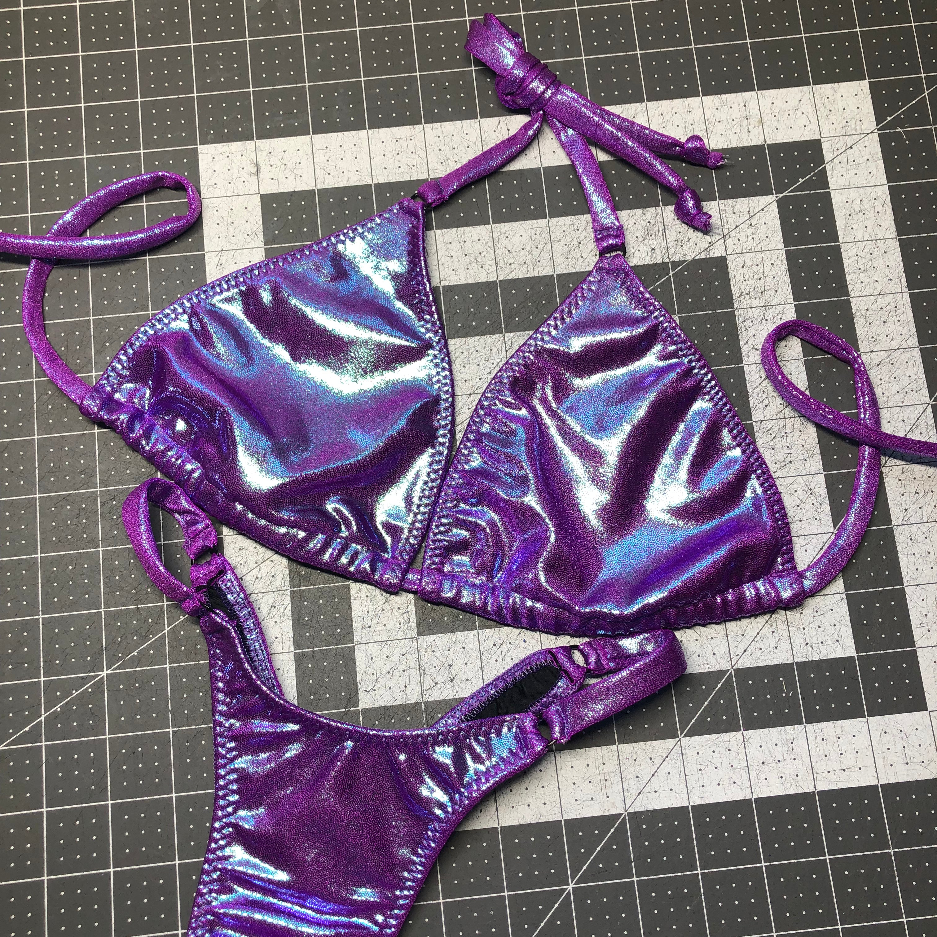 Metallic Lavender Bikini for Yoga & Posing Practice - Perfect for Beach, Pool & Fitness Photoshoots