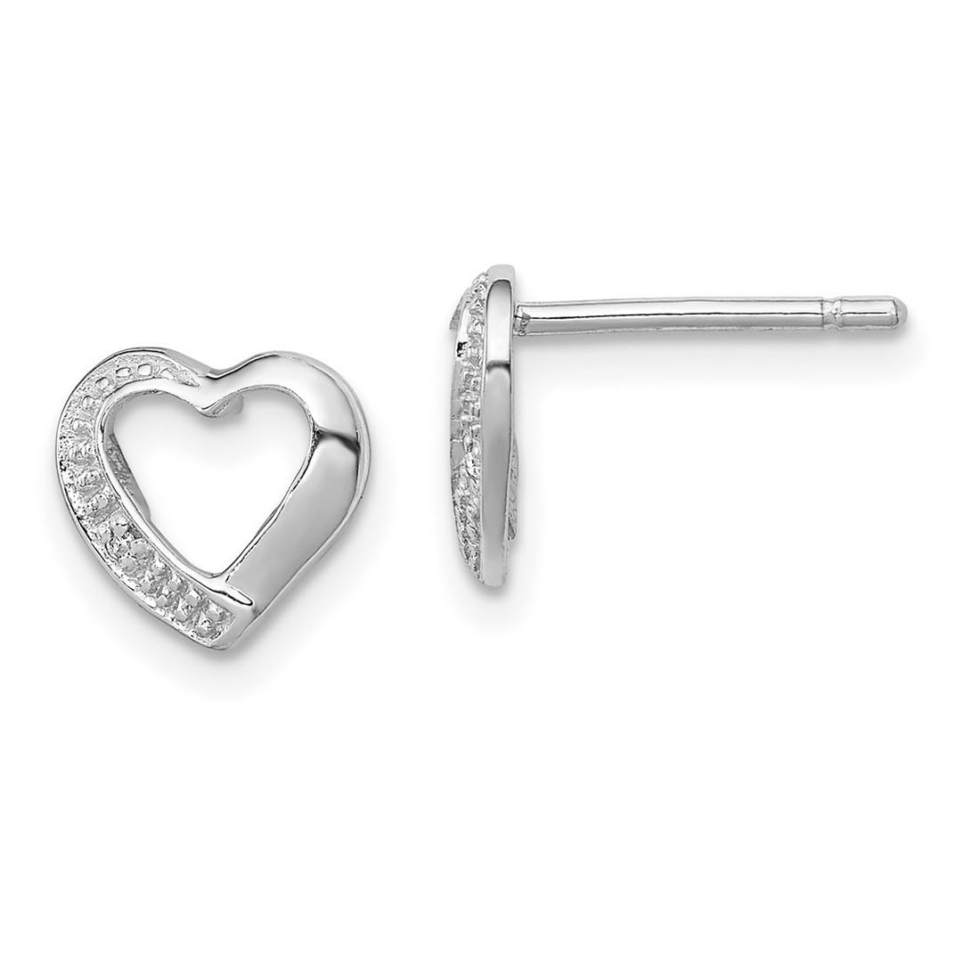 925 Sterling Silver Rhodium-Plated Diamond Heart Stud Earrings for Women - 8x8mm Elegant Love Heart Post Earrings - Perfect for Valentine's Day, Anniversary Gifts & Romantic Occasions