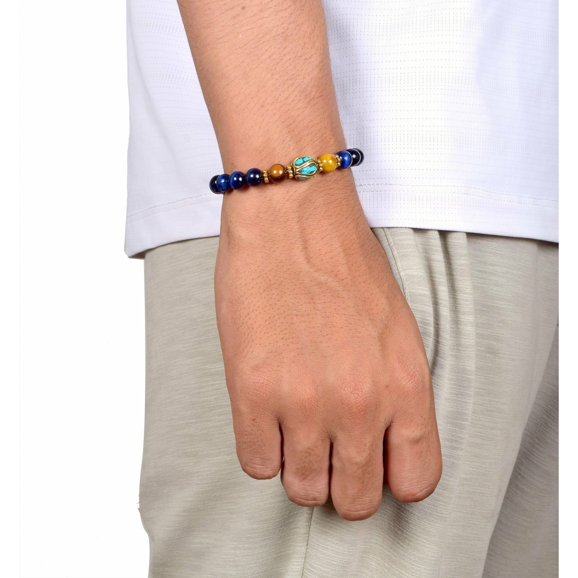 Blue Tiger Eye Bracelet for Women - Natural Stone Healing Crystal Jewelry for Protection & Positive Energy - Perfect for Meditation, Yoga & Spiritual Gifts