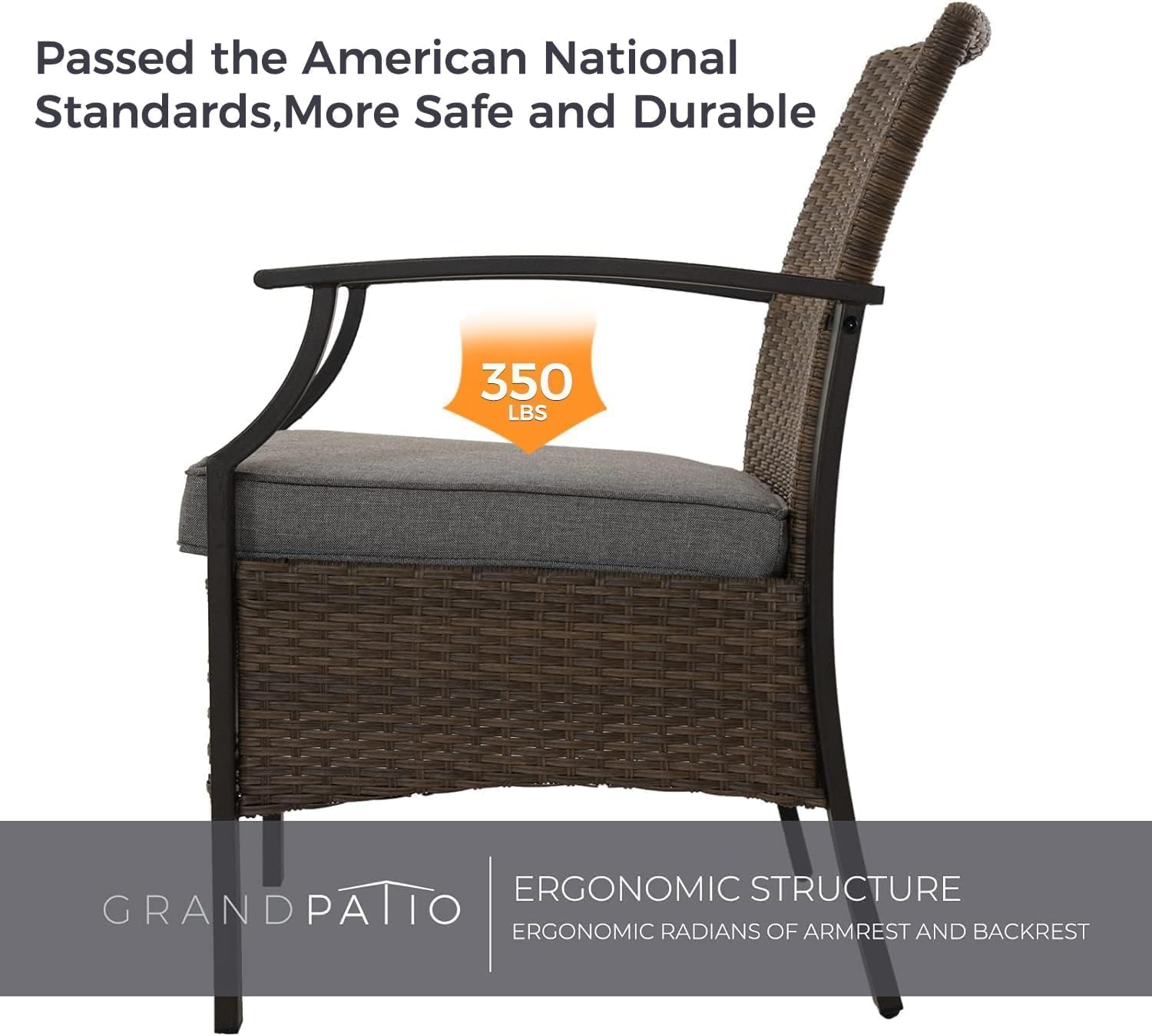 3-Piece Outdoor Patio Furniture Set - Grey Wicker Bistro Table & Chairs for Porch, Balcony, Deck | Durable All-Weather Rattan Dining Set for Small Spaces, Backyard, Garden or Poolside Relaxation