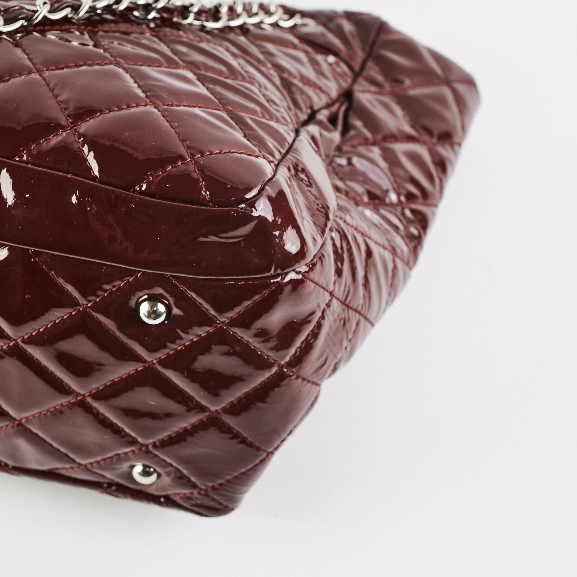 Chanel Quilted Patent Leather Large Tote Bag in Burgundy - Luxury Designer Handbag for Women, Perfect for Work, Travel & Everyday Use