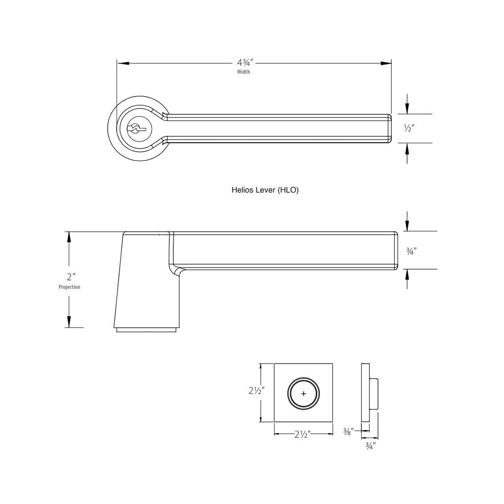 Helios Lever Square Single Cylinder Right Door Keyed Leverset - 7 Brass/Polished Nickel Door Mount - Perfect for Home, Office & Commercial Entry Doors