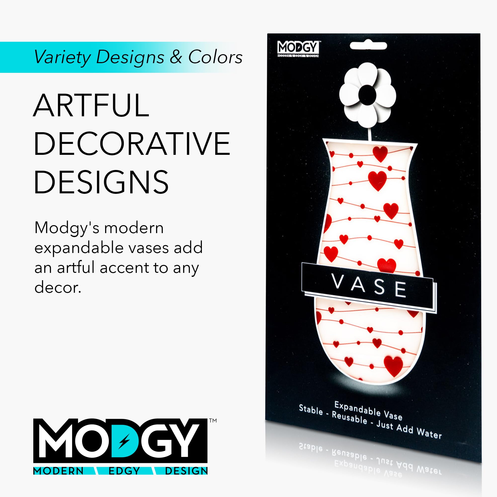 MODGY Expandable Flower Vase - Modern Plastic Decorative Vase for Centerpieces, Dining Table, Living Room, Bathroom, Wedding & Office Decor | Perfect for Home Decor, Floral Arrangements and Gift Giving