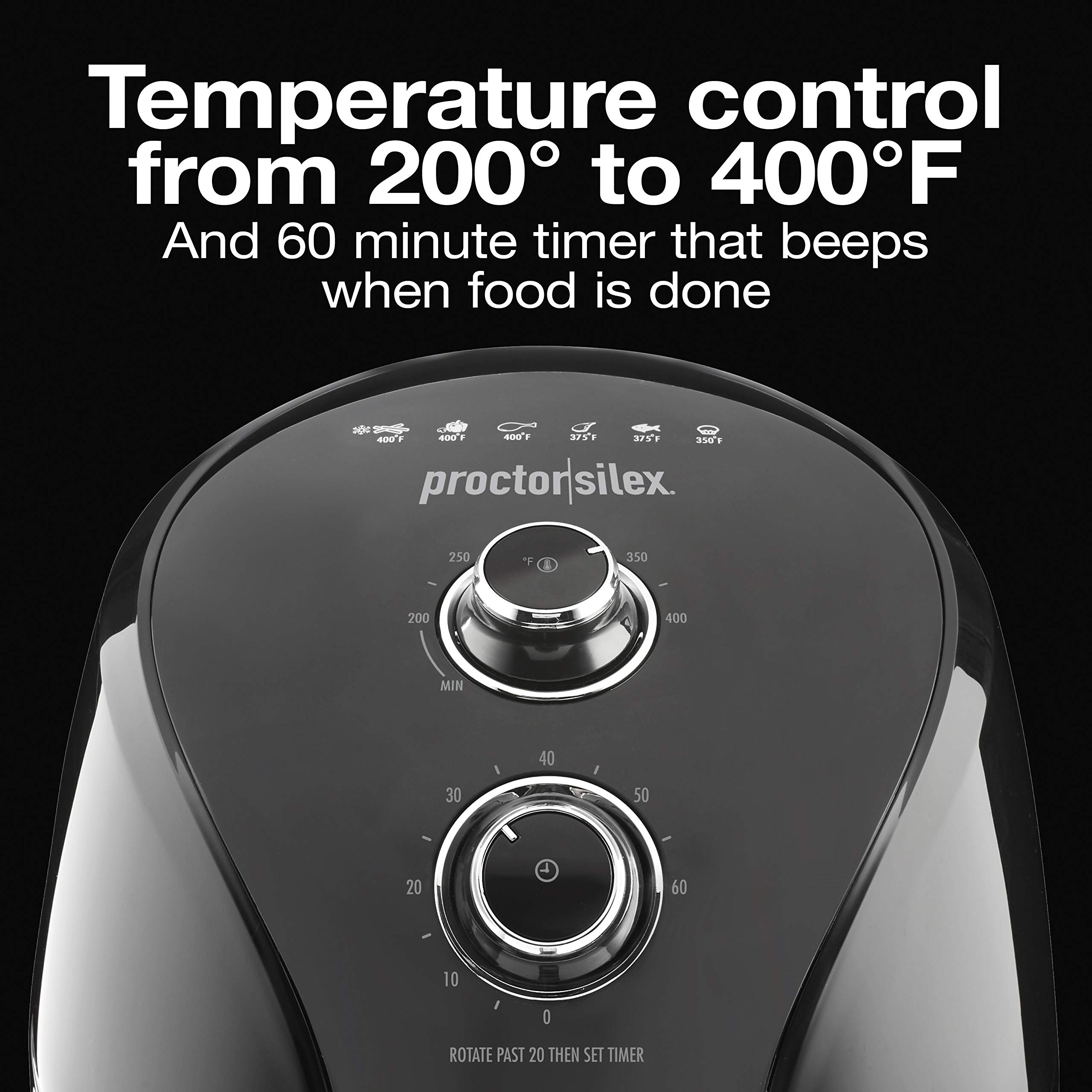 Proctor Silex 5.8 Quart Air Fryer Oven - 1700W with Adjustable Temperature Control & 60-Minute Timer, Nonstick Basket - Perfect for Healthy Cooking, Crispy Fries, Chicken Wings & Family Meals (Black, Model 35060)