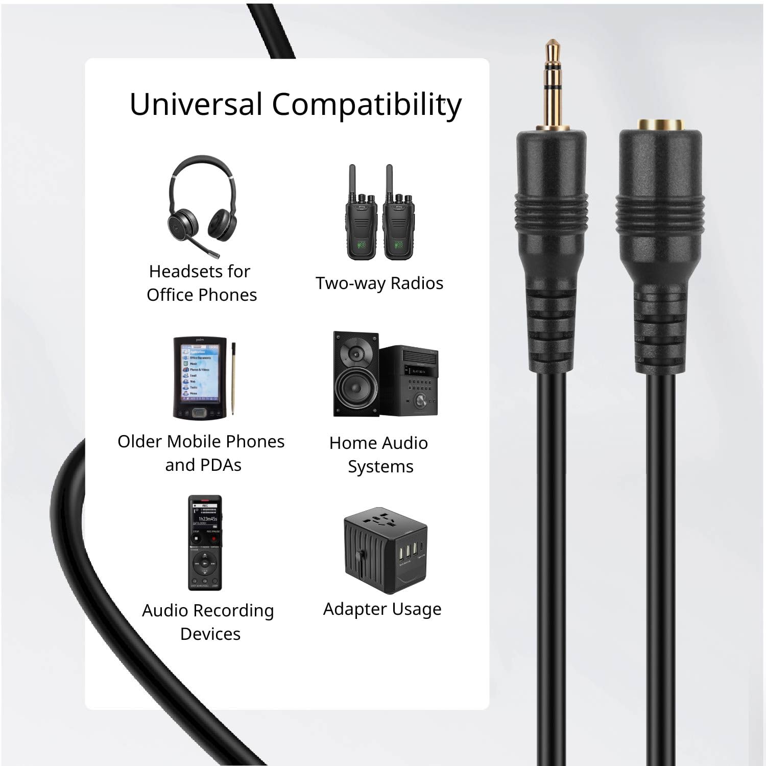 TNP 2.5mm Male to Female Stereo Audio Extension Cable - 15ft Subminiature Jack Adapter for Headphones, Microphones & Headsets | Perfect for Home Studio, Gaming & Audio Equipment Connections
