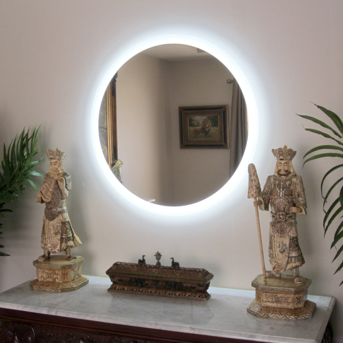 32 x 32 Inch LED Vanity Mirror with Side Lighting - Round Makeup Mirror with Adjustable Brightness for Bathroom, Bedroom, and Dressing Room
