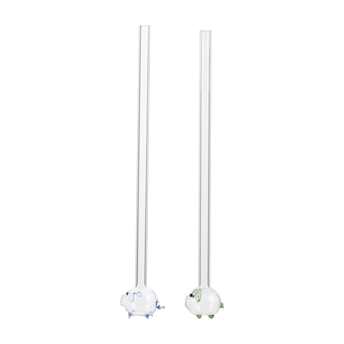 UPKOCH 2-Pack Colorful Glass Drinking Straws - Reusable Smoothie Straws for Kids, Birthday Party Favors, Eco-Friendly & Durable - Perfect for Smoothies, Milkshakes, Iced Coffee & Home Parties