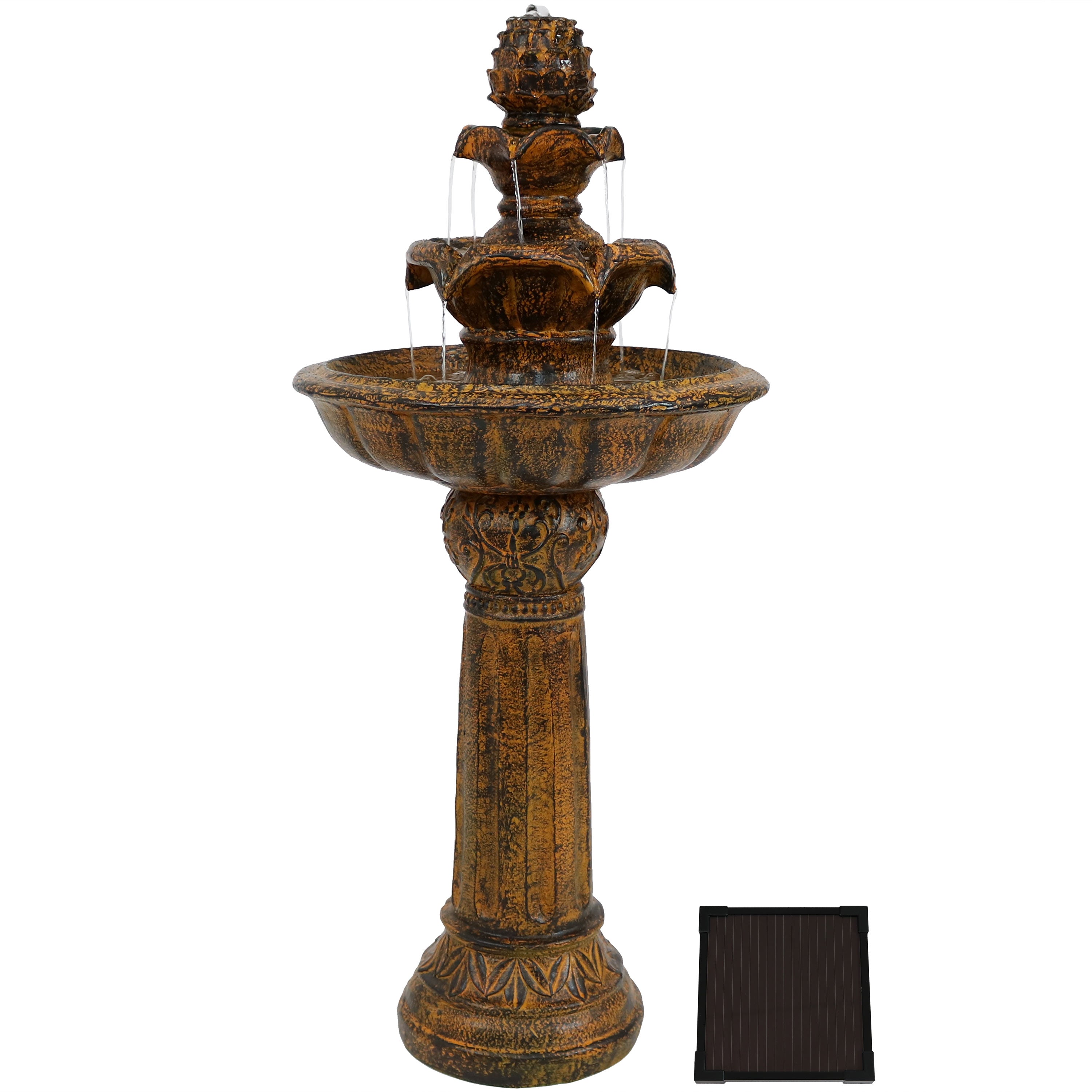 Sunnydaze Ornate Elegance Solar Water Fountain with Battery Backup - 42.5