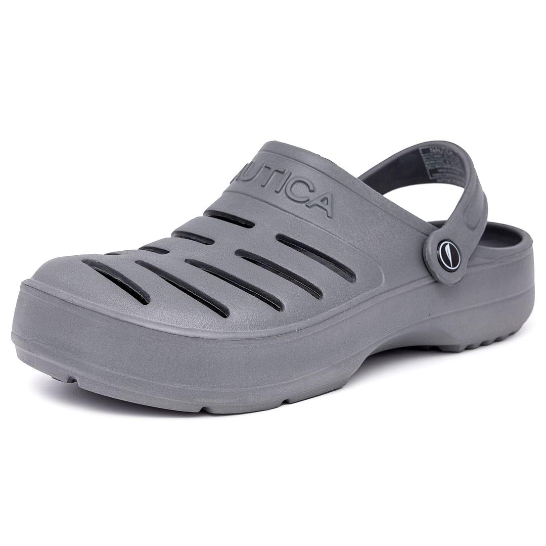 Nautica Men's Athletic Clogs - Adjustable Slip-On Sports Sandals with Back Strap - Water Shoes & Comfortable Slippers for Beach, Pool, and Indoor Use - River Edge Style