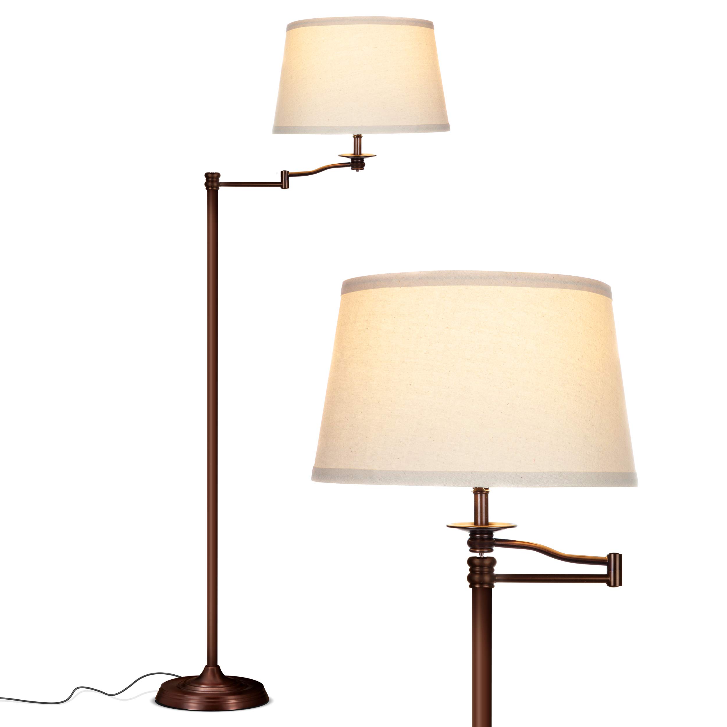 Brightech Caden LED Floor Lamp - Adjustable Swing Arm Standing Light for Living Room, Office & Bedroom - Industrial Bronze Finish - Perfect for Reading, Working & Ambient Lighting
