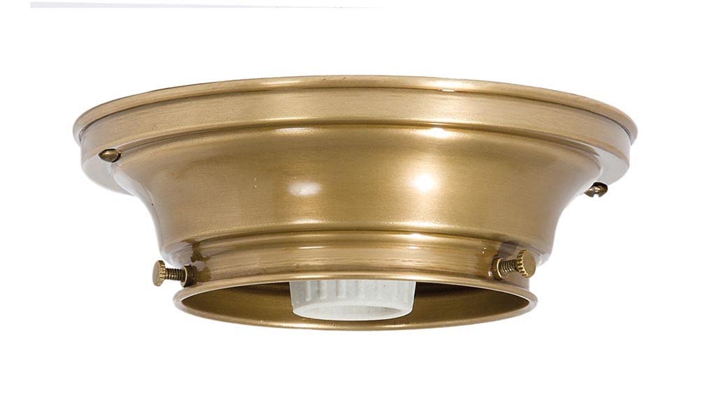 B&P Lamp® 6-3/4 Inch Solid Brass Flush Mount Ceiling Fixture, 4 Inch Fitter, Antique Brass Finish for Living Room & Bedroom Lighting