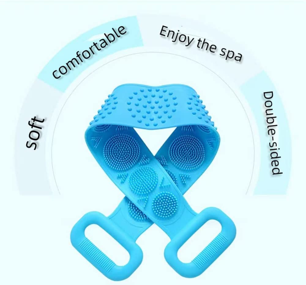 VYAKAT Double Sided Silicone Back Scrubber for Shower - Exfoliating Body Brush for Deep Cleaning Back Acne & Bacne - Long Handle Back Scrubber for Women & Men - Perfect for Sensitive Skin & Hard-to-Reach Areas
