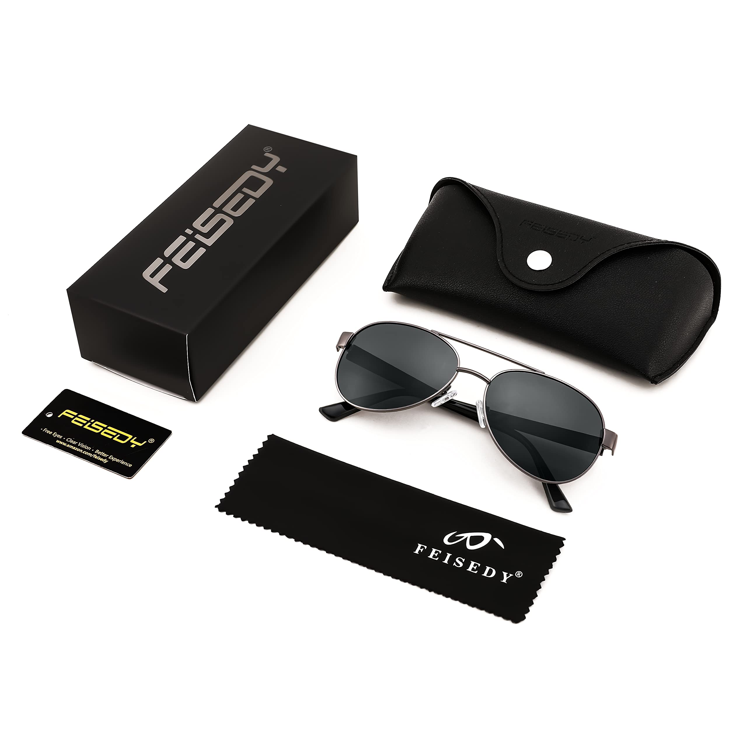 FEISEDY Classic Aviator Sunglasses for Women & Men - Polarized UV400 Protection Pilot Sunglasses for Driving, Fishing, Golf, Outdoor Activities - Style B4109