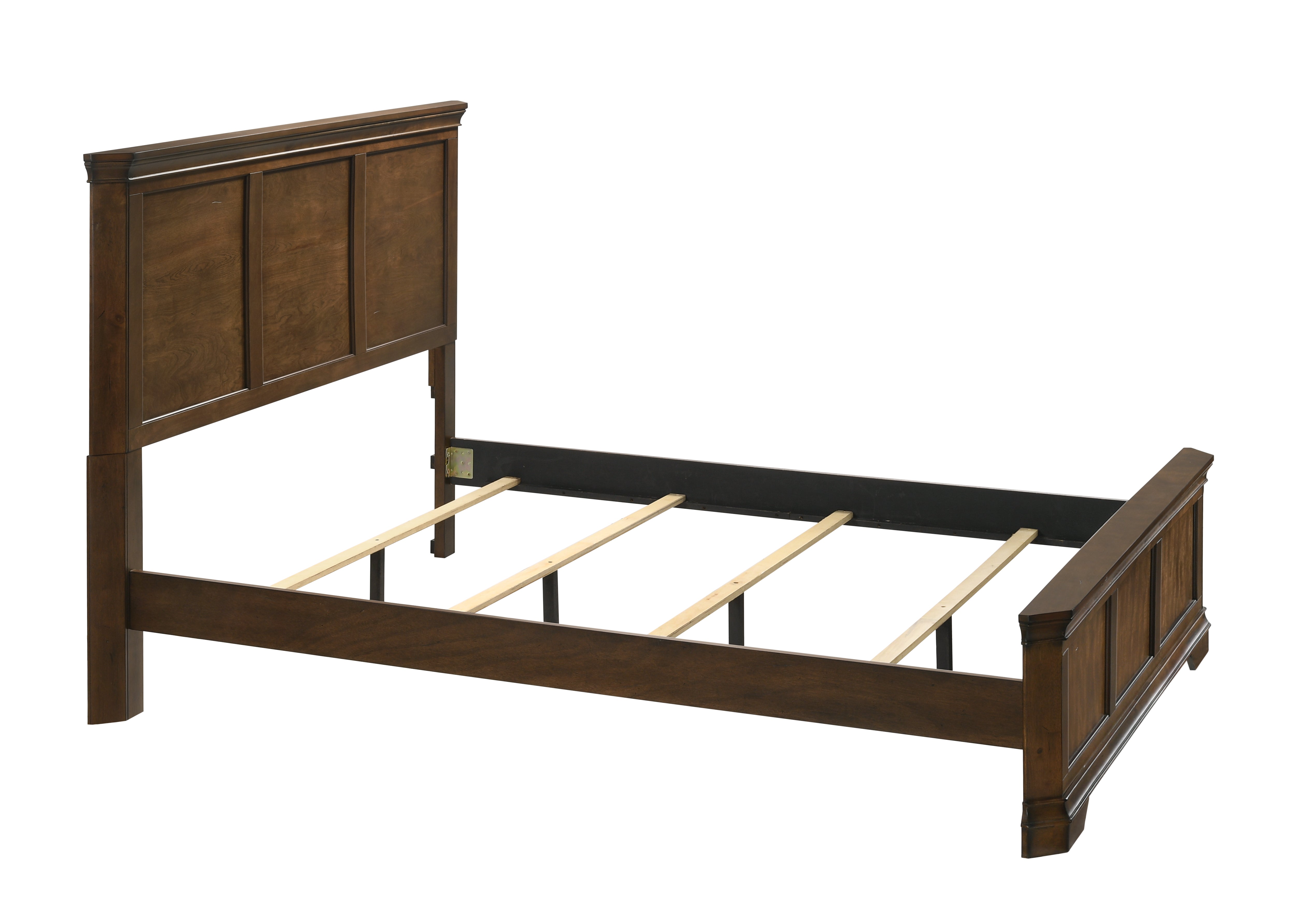 Madrene Traditional Wood Panel Bed - Antique Walnut Finish Queen Size Solid Wood Frame for Bedroom | Classic Elegant Design for Master Suite & Guest Room