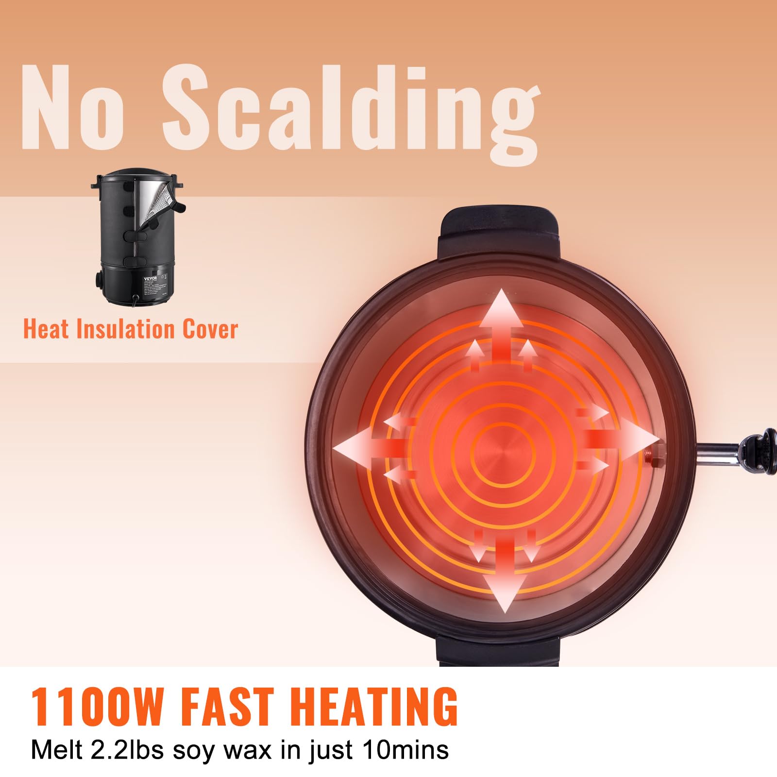 VEVOR 6.5L Electric Wax Melting Pot with Pour Spout & 9-Level Temperature Control - Easy Clean Candle Making Kit for DIY Soap, Cream & Beauty Products - Perfect for Home Business & Bulk Production (Black, DTL-S007(B)) | Ideal for Candle Crafting, Wax Melting, Soap Making & DIY Beauty Products