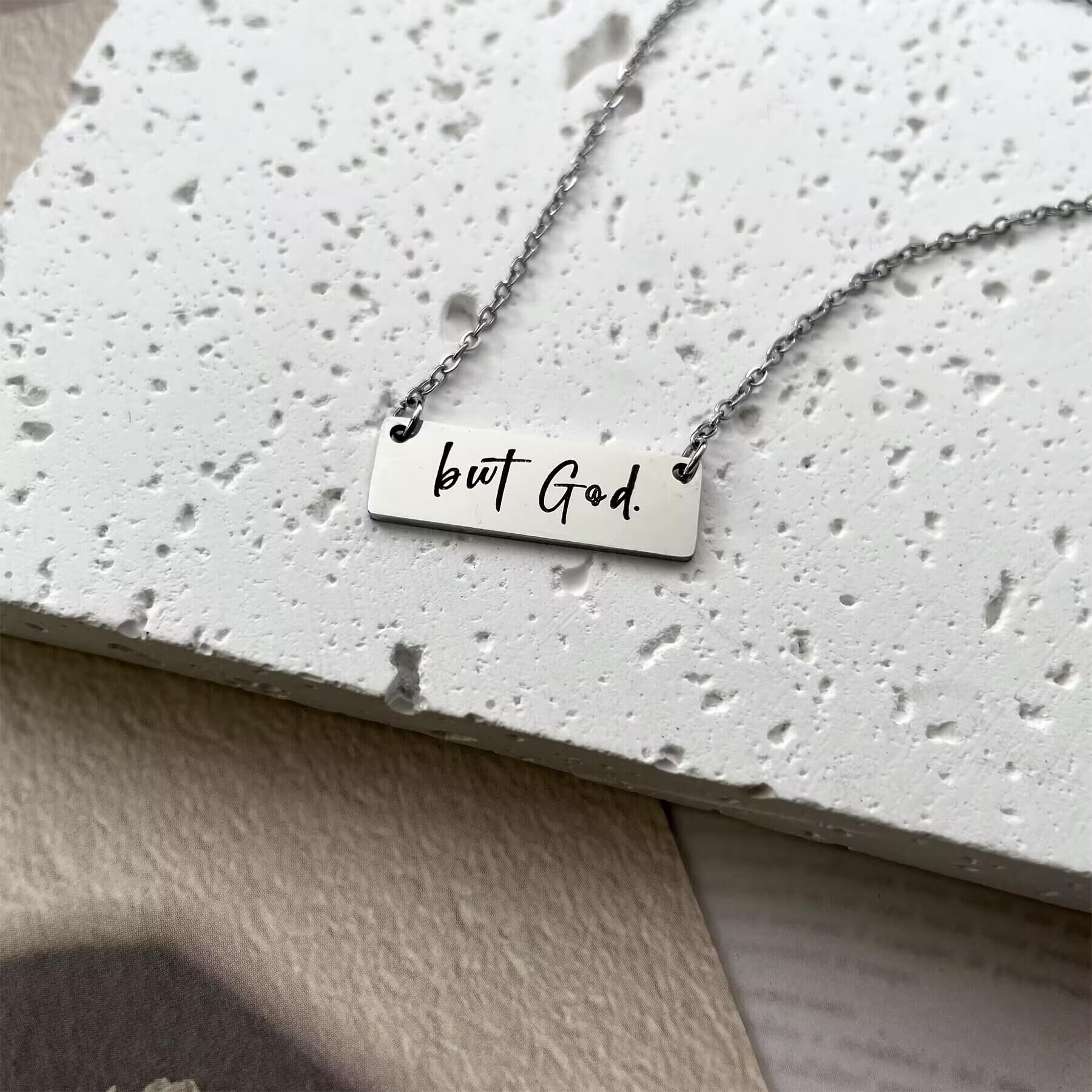 But God Necklace - Christian Jewelry with Bible Verse, Stainless Steel Faith Necklace for Women, Inspirational Gift for Church, Prayer & Daily Encouragement