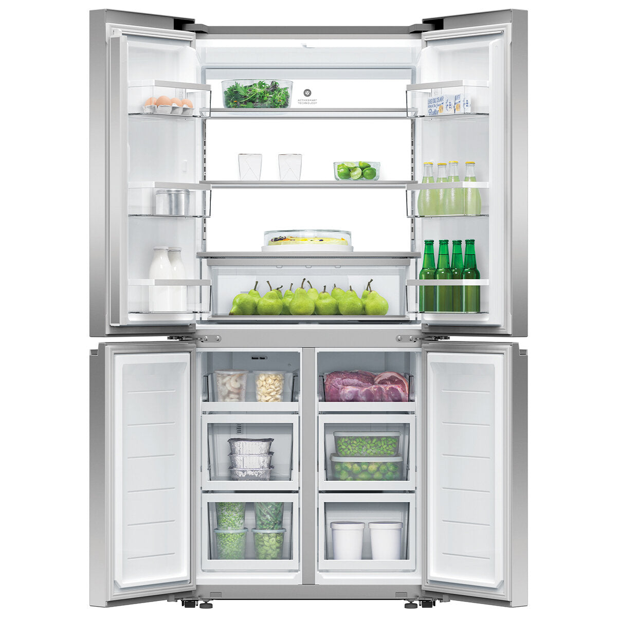 Fisher & Paykel 498L Quad Door Refrigerator Freezer - Stainless Steel RF500QNX1 | Large Capacity French Door Fridge for Modern Kitchen & Family Use