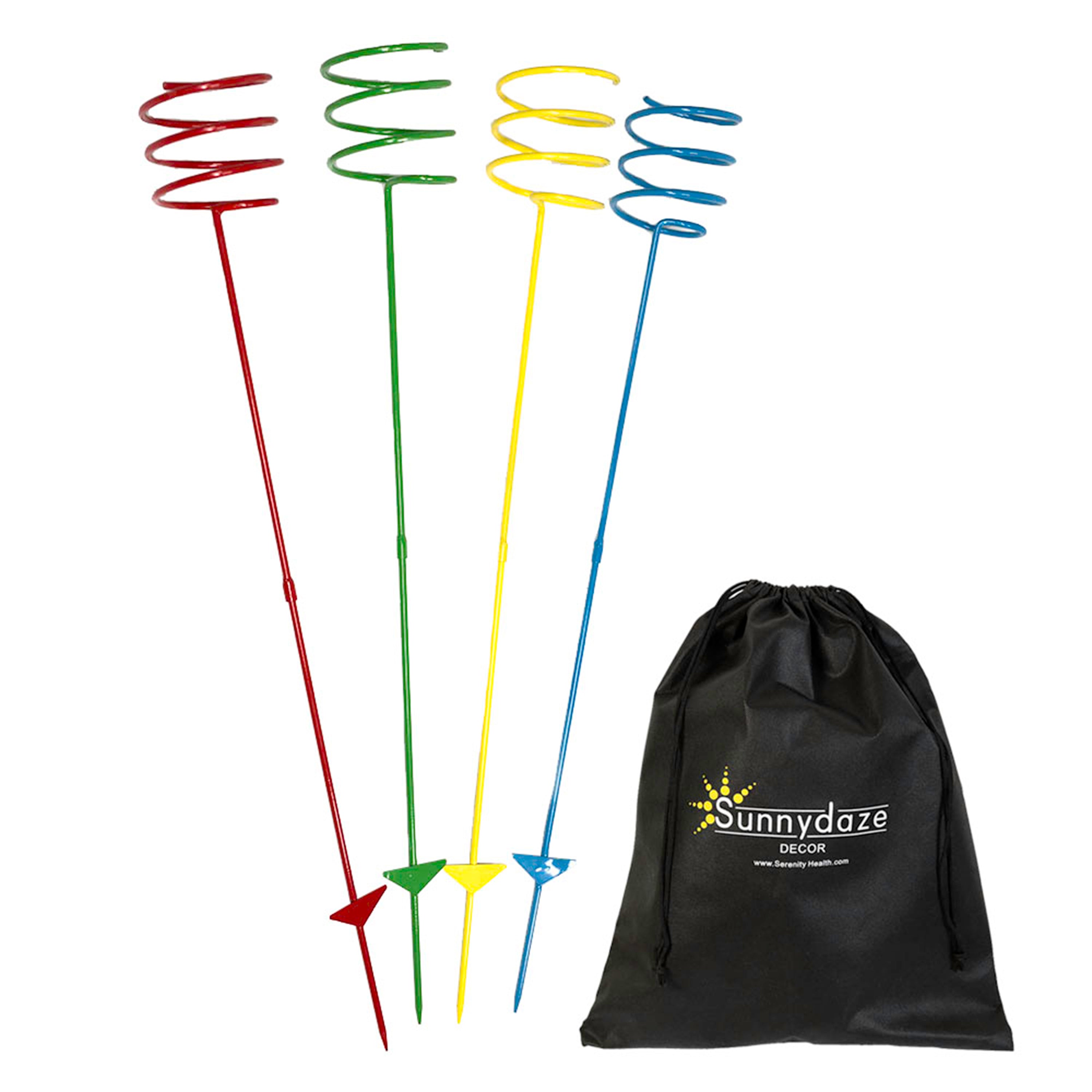 Sunnydaze Heavy Duty Metal Drink Holder Stakes - 4-Pack, Multicolor - Perfect for Outdoor Parties, BBQs, Picnics & Beach Use