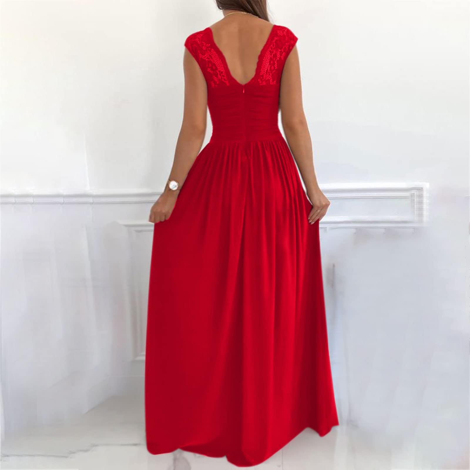 Elegant Long Chiffon Bridesmaid Dress for Women - V-Neck High Slit Maxi Gown for Weddings, Prom & Formal Events | Perfect for Wedding Guest, Bridal Party & Special Occasions