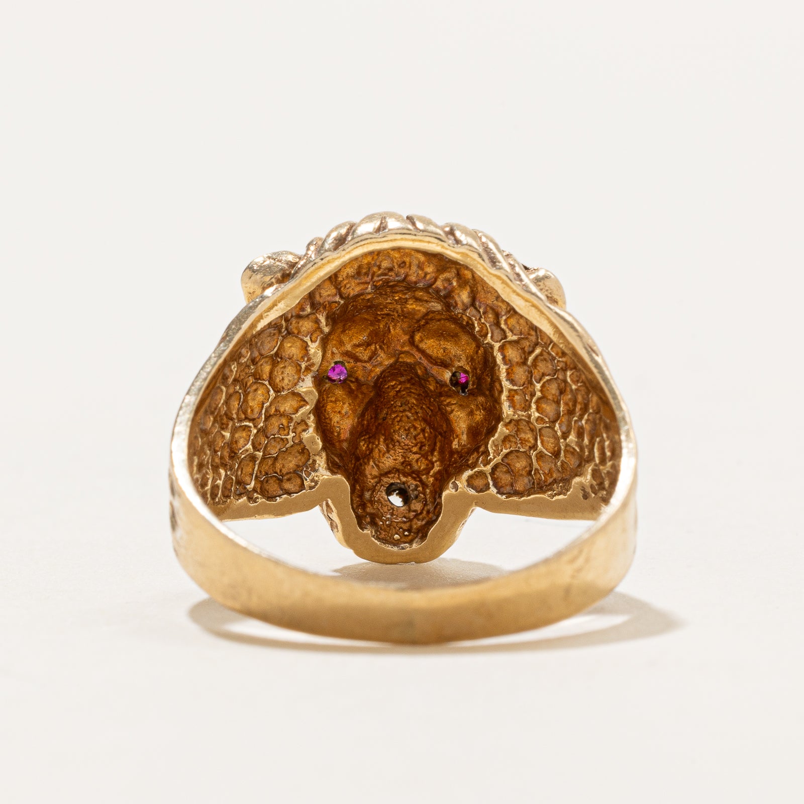 10K Gold Plated Synthetic Ruby Lion Head Ring - 0.06ctw - Size 8.75 - Elegant Statement Jewelry for Women - Perfect for Parties, Weddings & Special Occasions