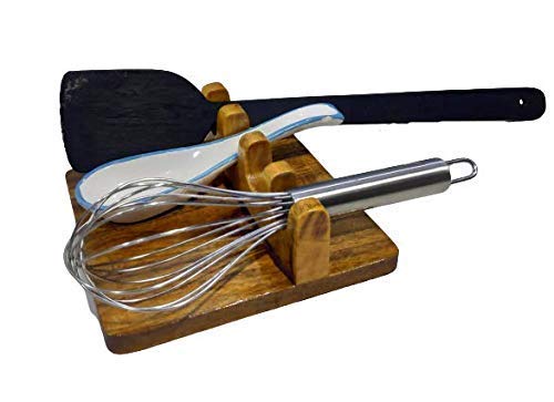 Abhiswa Bamboo Spoon Rest & Utensil Holder – Eco-Friendly Kitchen Organizer for Stove Top & Counter – Perfect for Cooking, Serving & Keeping Counters Clean
