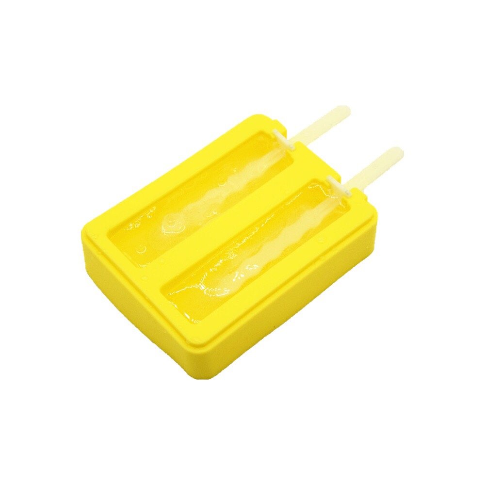 BPA-Free Silicone Popsicle Molds with Lid - Set of 2 Different Shapes (Yellow & Green) for Homemade Ice Pops, Kids Snacks & Summer Treats