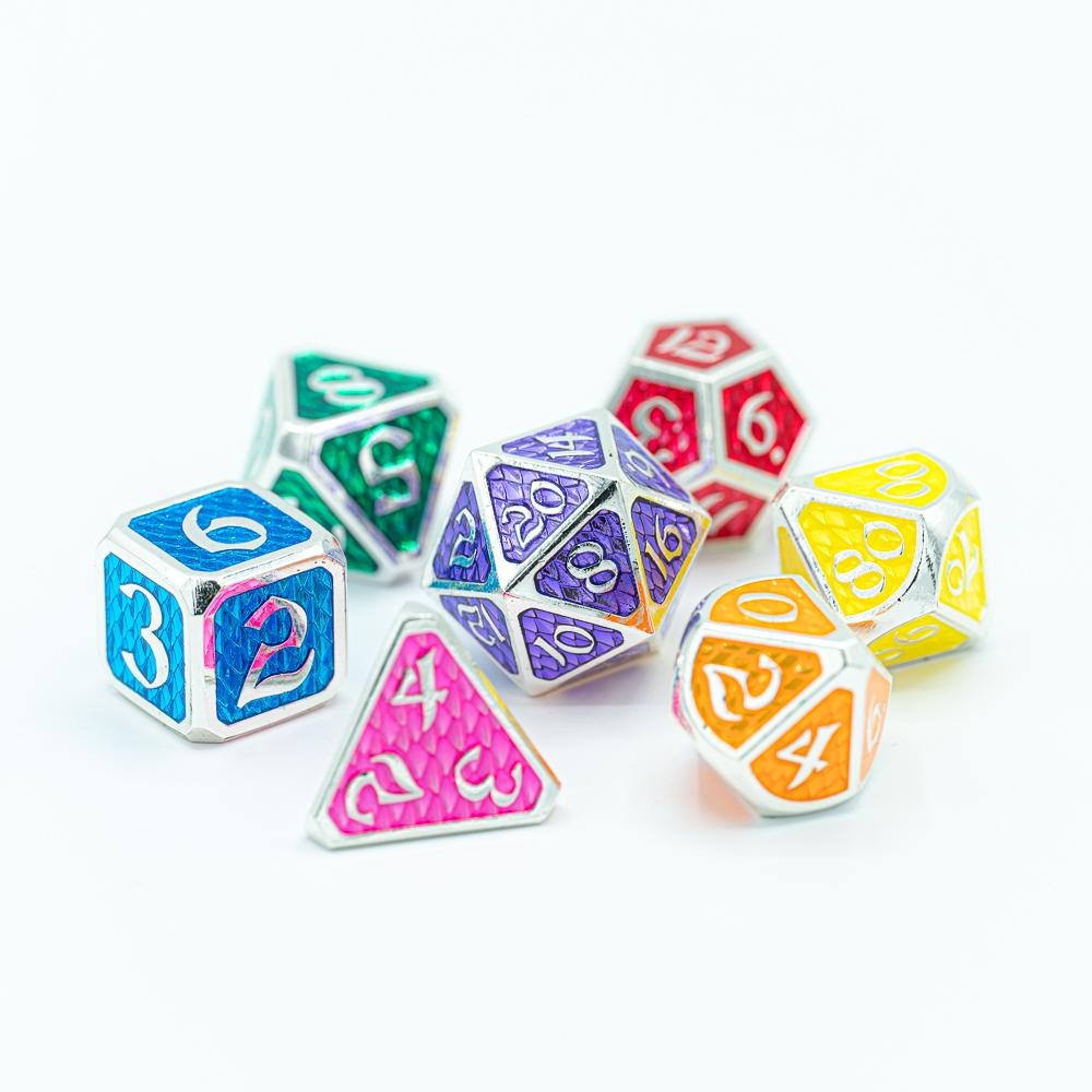 7 Piece RPG Dice Set - Rainbow Pride Themed for D&D, Pathfinder & Tabletop Games - Perfect for Pride Month Celebrations & LGBTQ+ Gamer Gifts