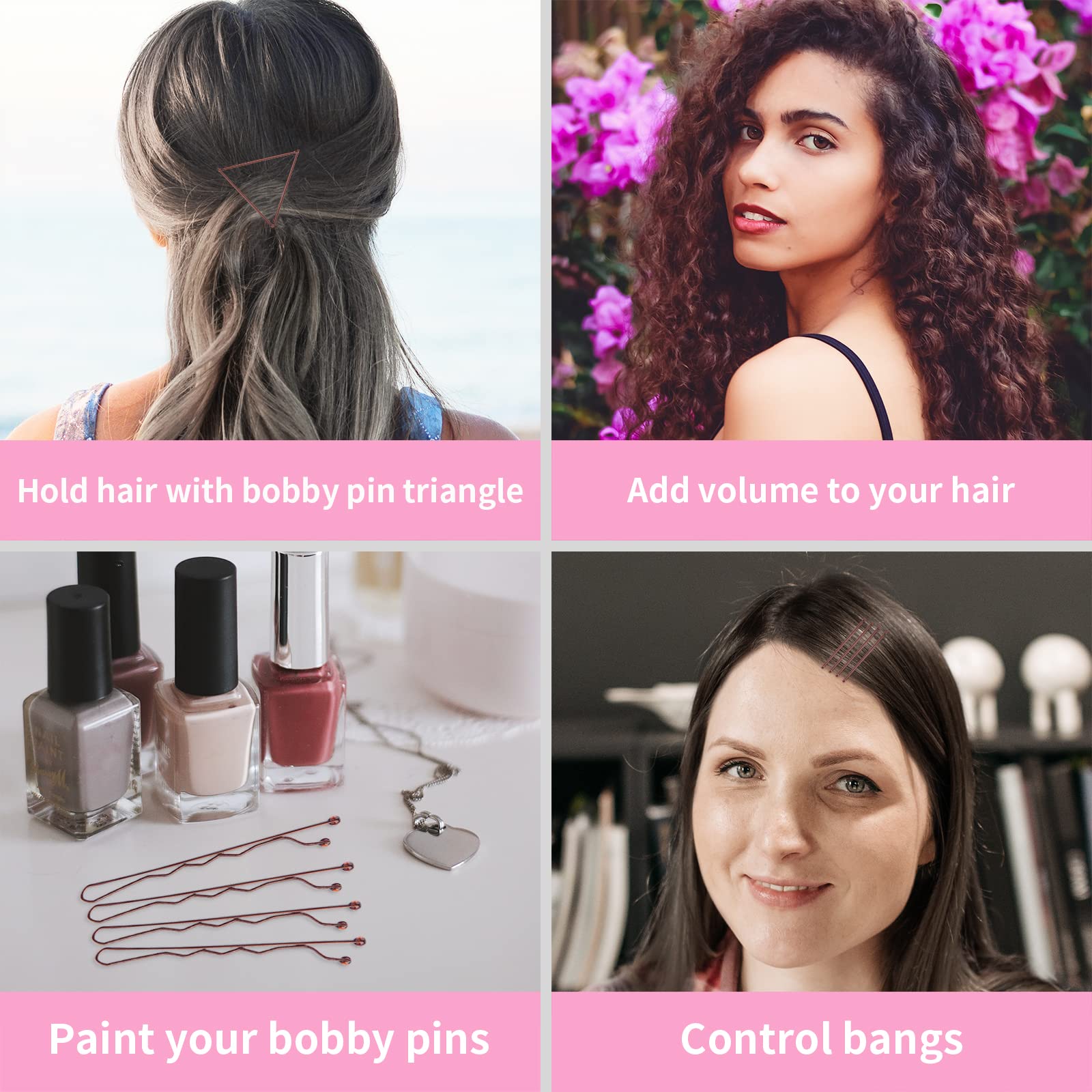Vaincre 150 Count Brown Bobby Pins for Buns - 2 Inch Hair Pins Bulk with Storage Case, Pain-Free Hair Clips for Women and Girls | Perfect for Updos, Braids, and Everyday Hairstyles