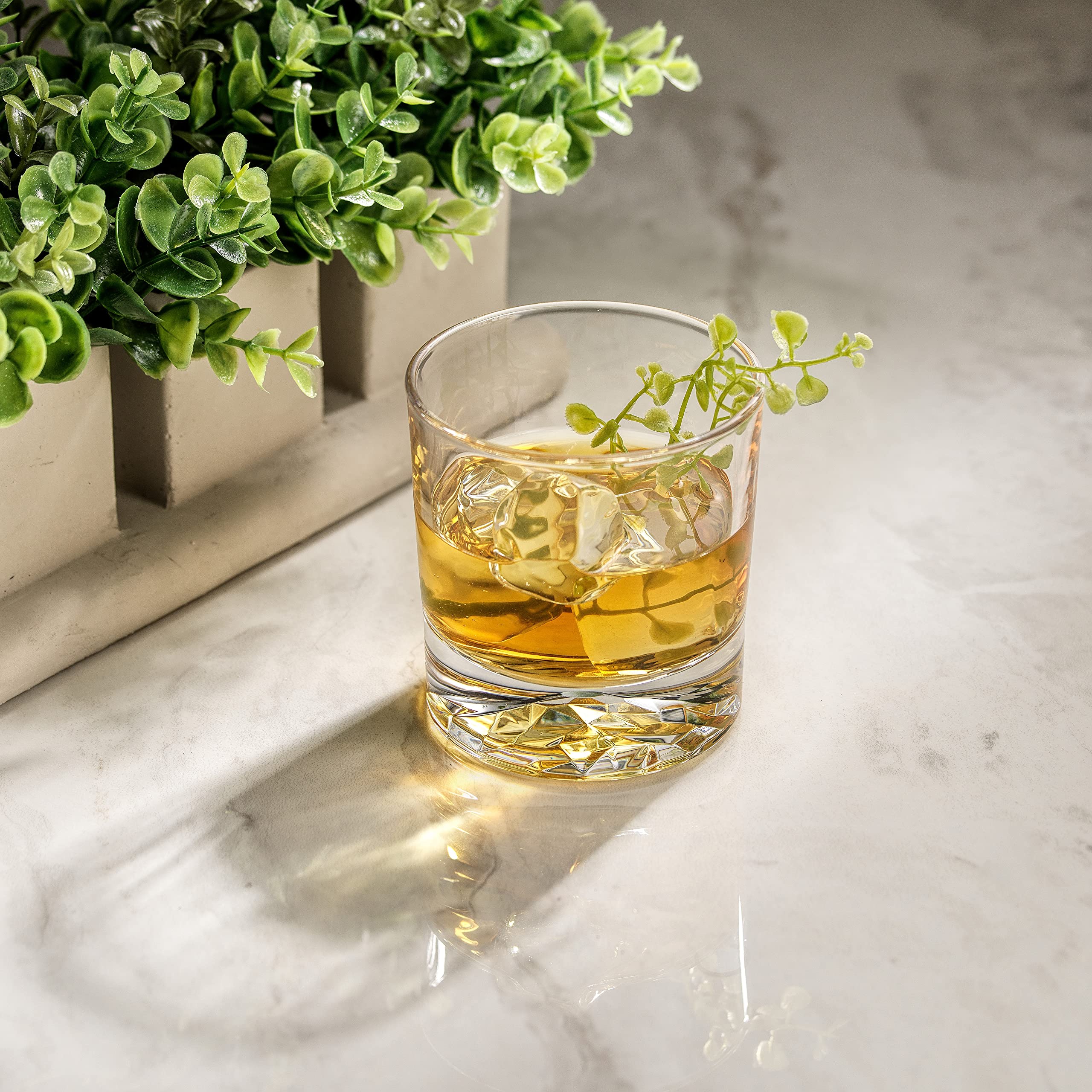 JoyJolt 10oz Whiskey Glasses Set of 4 - Crystal Old Fashioned Scotch Rocks Glasses for Bourbon, Liquor & Cocktails | Perfect for Home Bar, Gifts & Entertaining