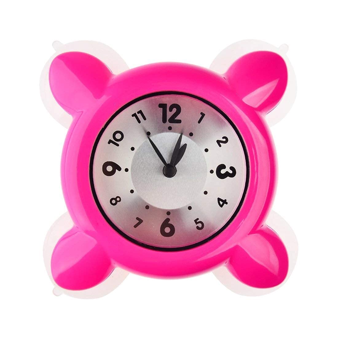 Waterproof Suction Cup Bathroom Clock - Teakpeak Anti-Fog Shower Clock with Strong Suction for Bathroom, Shower & Kitchen - Pink Mini Wall Clock for Home, Office & Travel Use