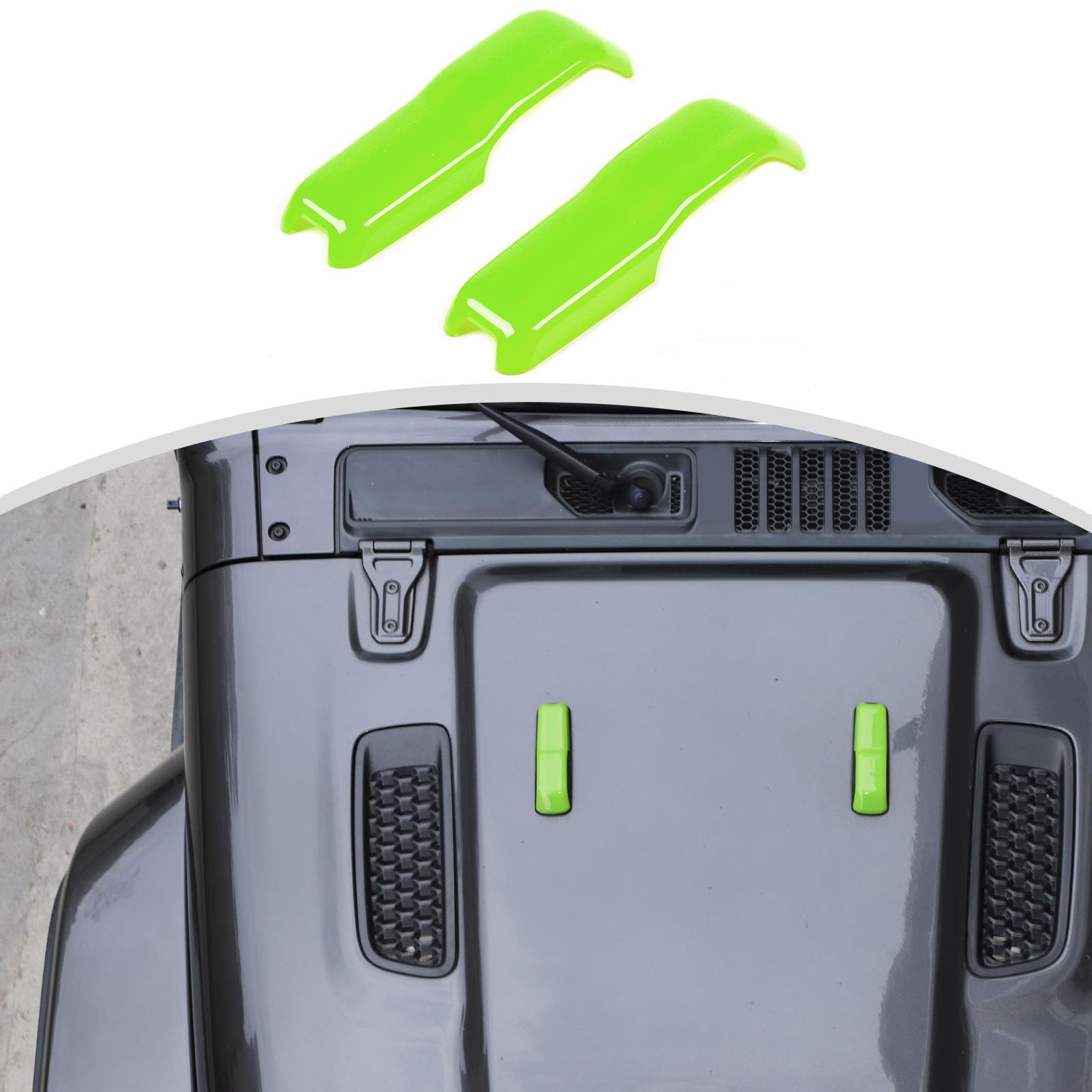CheroCar JL Engine Hood Hinge Cover Decoration Stickers - Exterior Accessories for 2018 Jeep Wrangler JL (Light Green) | Durable Protective Cover for Off-Road Adventures & Car Shows