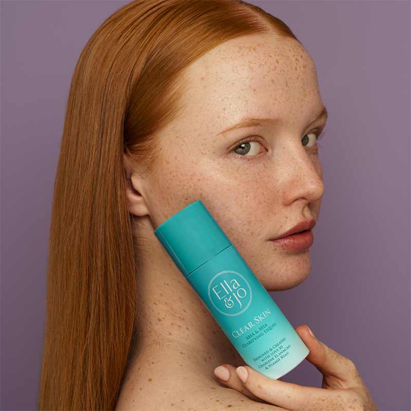 Ella & Jo Clear Skin AHA & BHA Clarifying Liquid Exfoliating Toner for Acne Prone Skin - Gentle Chemical Exfoliator for Face, Reduces Breakouts & Blackheads - Perfect for Daily Skincare Routine