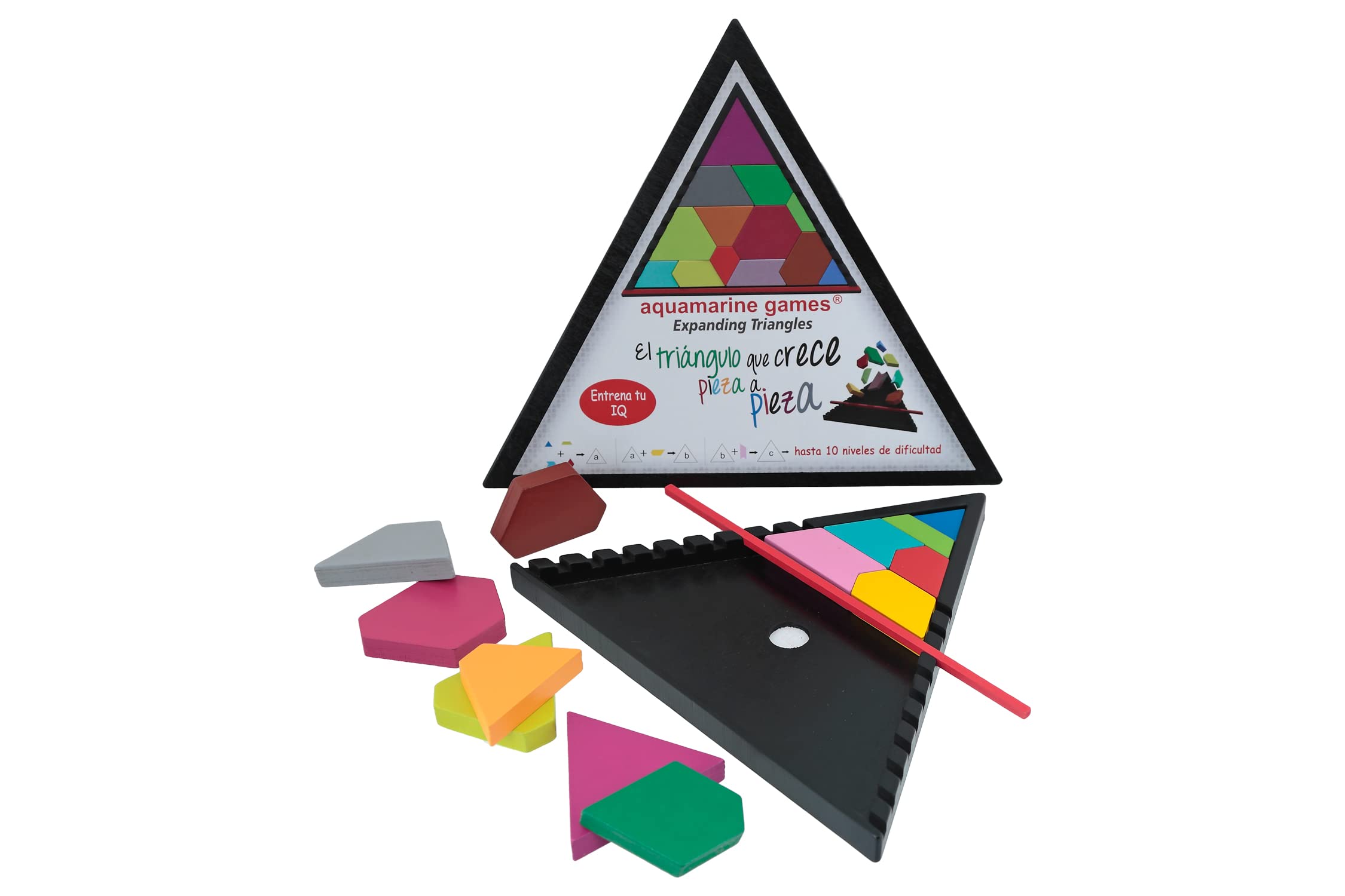 Aquamarine Games - 100% FSC Certified Expanding Triangles Puzzle for Adults & Kids - Perfect for Family Game Night, Travel & Brain Training
