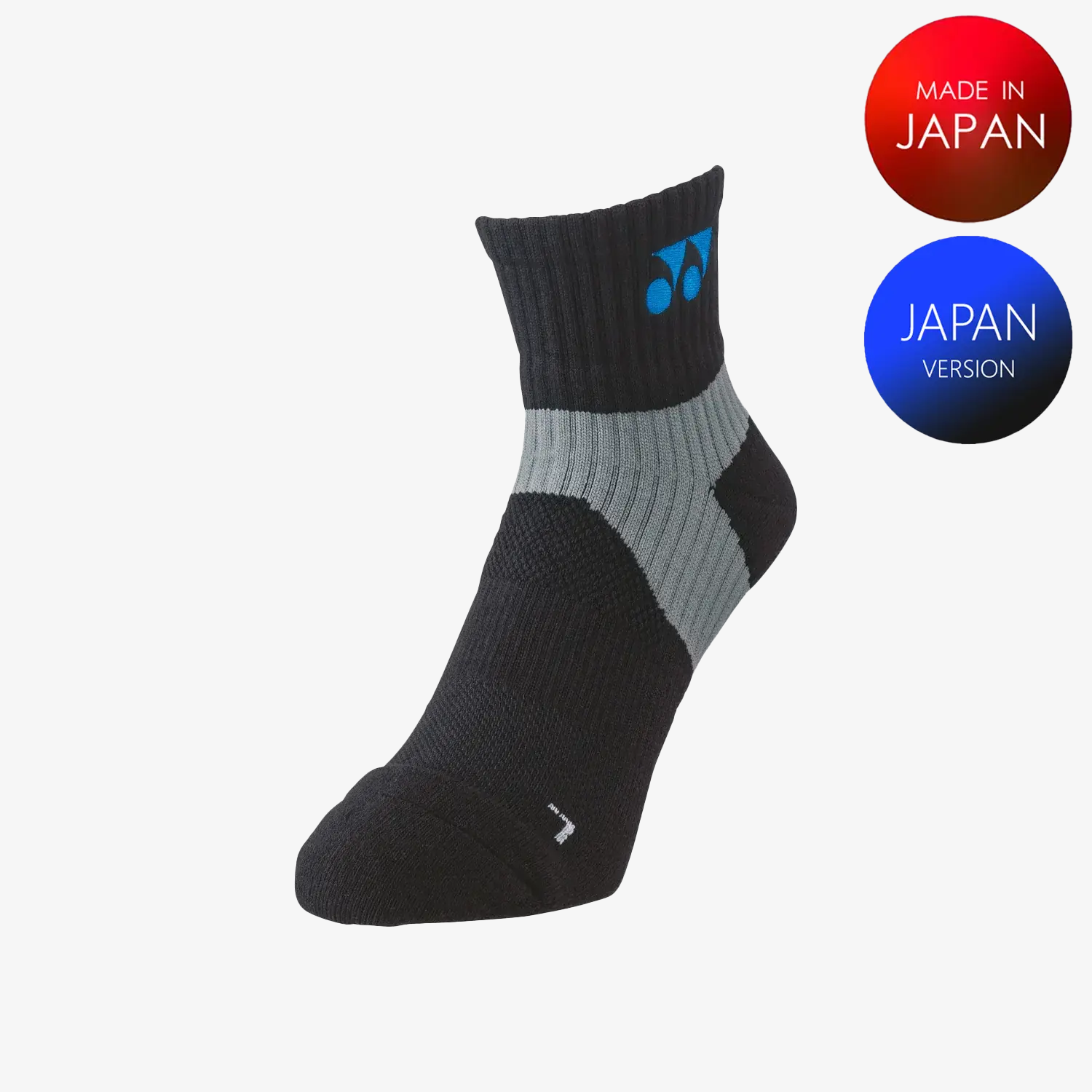 Yonex Men's Sports Crew Socks 19152 - Breathable Athletic Socks for Running, Tennis & Basketball - Black/Blue - Medium Size - Perfect for Gym Workouts & Daily Sports Activities