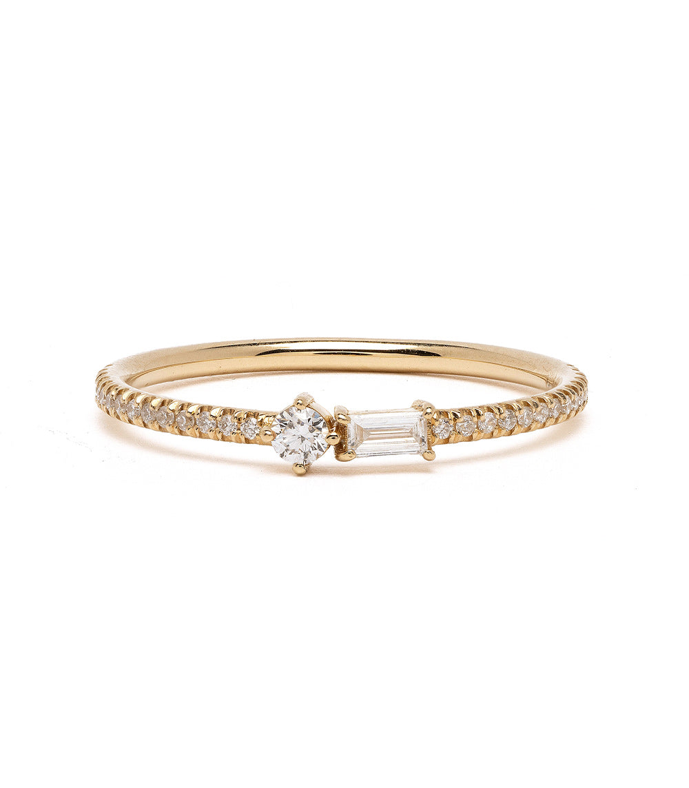 14K Gold Emerald Cut Diamond Stacking Ring for Women - Elegant Wedding Band, Anniversary Gift, or Everyday Luxury Jewelry