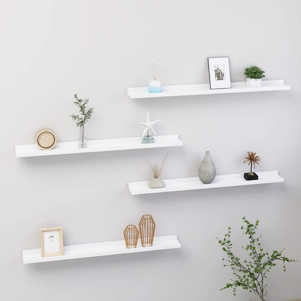 4-Pack White Floating Wall Shelves Set - 31.5