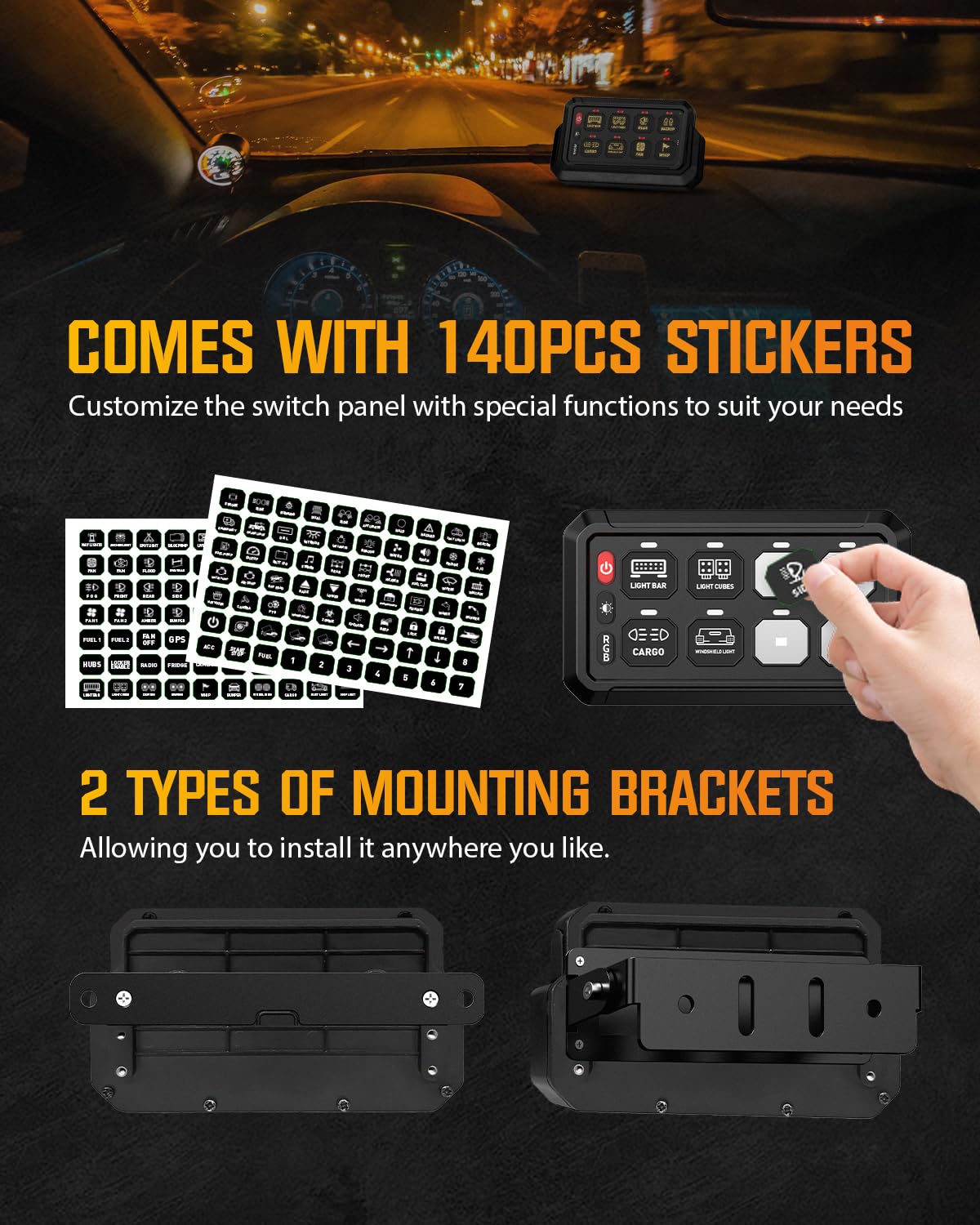 NOVSIGHT 8 Gang Switch Panel - Wireless High Power 12V Multifunction Control Panel for Trucks, Cars, ATV, UTV | Perfect for Off-Roading, Camping & Vehicle Customization
