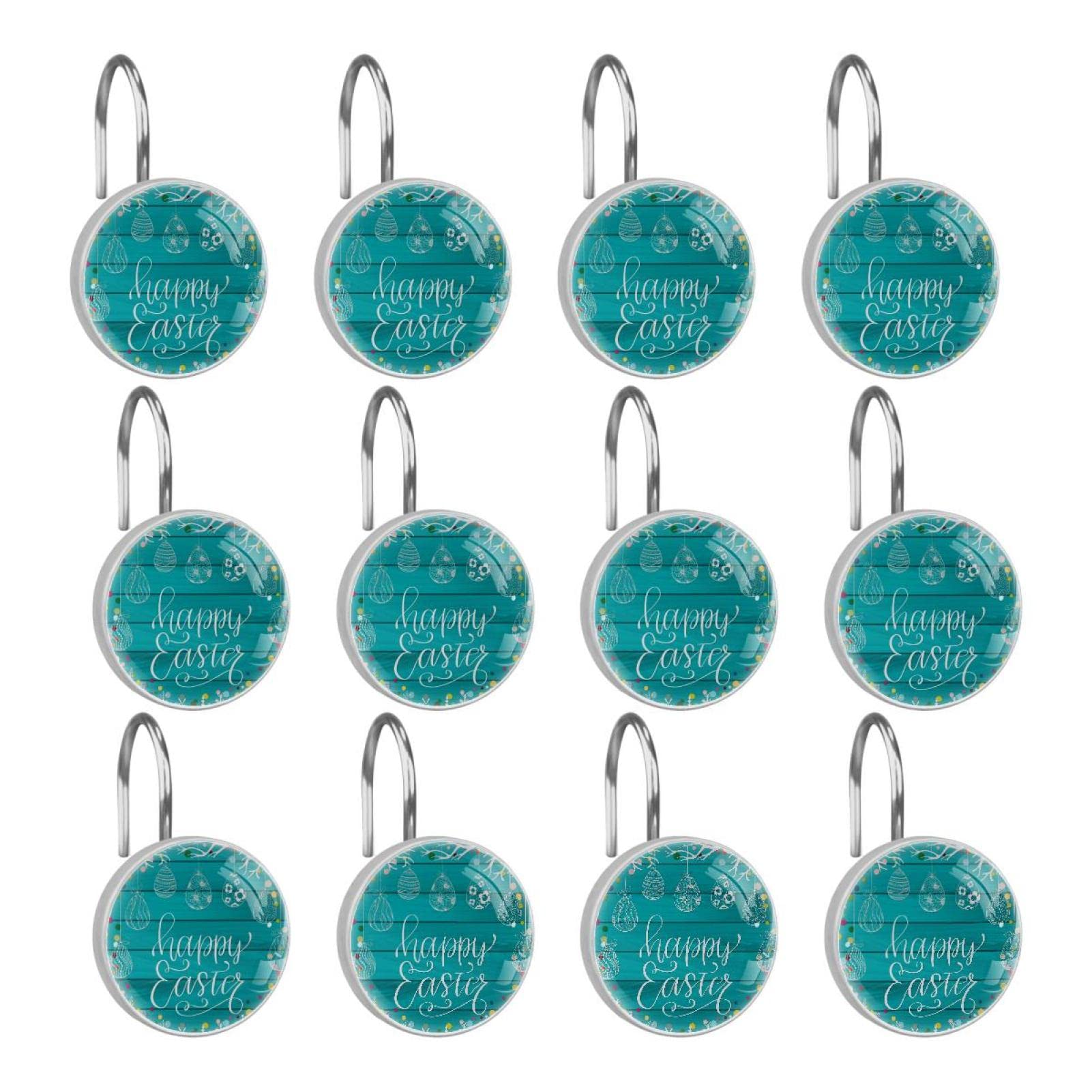12 Pack Shower Curtain Hooks - Rustproof Bathroom Accessories for Home Decor | Perfect for Easter, Holidays & Everyday Use in Bathrooms, Dorms, and Guest Rooms